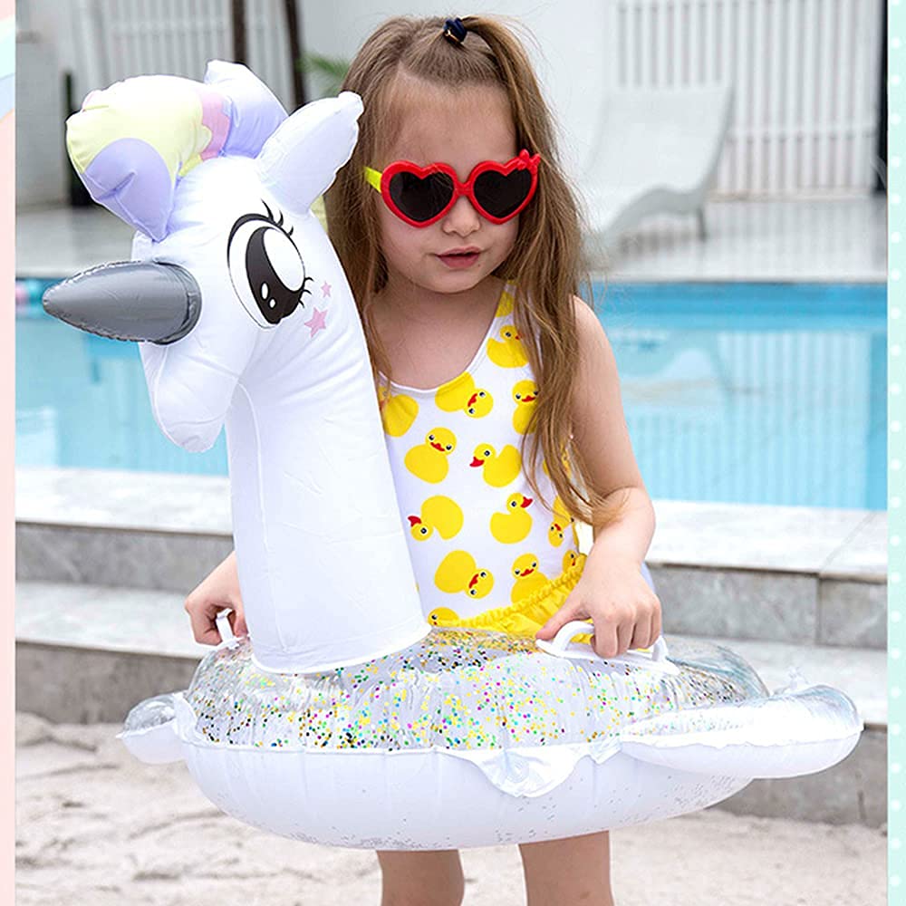 CICITOYWO Toddler Pool Float – Unicorn Glitter with Handle for 2–8 Years