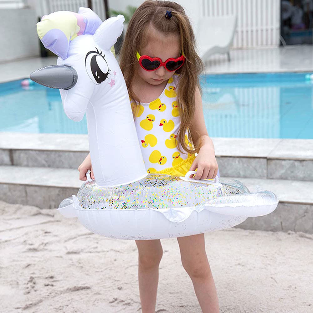 CICITOYWO Toddler Pool Float – Unicorn Glitter with Handle for 2–8 Years