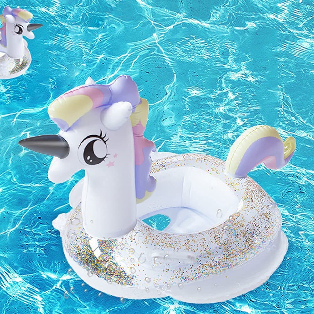 CICITOYWO Toddler Pool Float – Unicorn Glitter with Handle for 2–8 Years