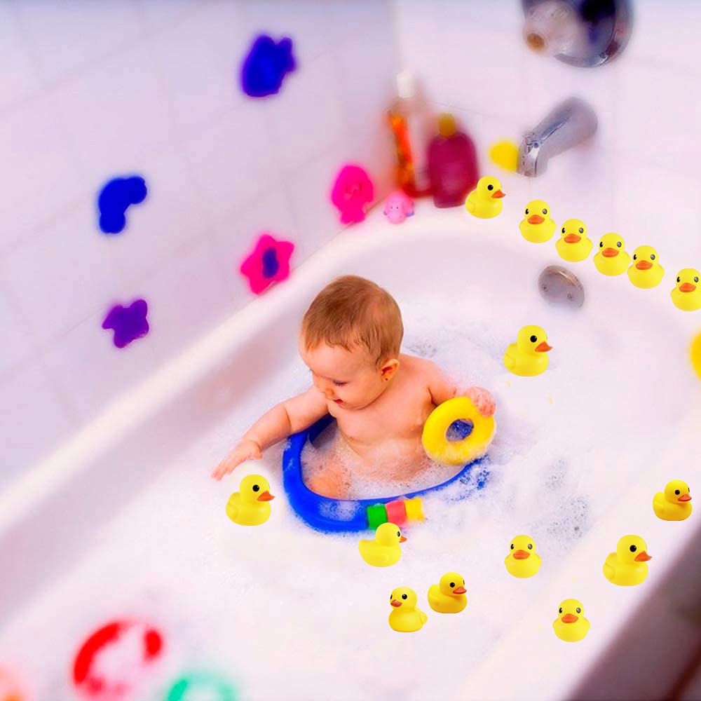 CICITOYWO Yellow Rubber Ducks – 10pcs Bath Toys for Toddlers, Baby Showers & Party Decor