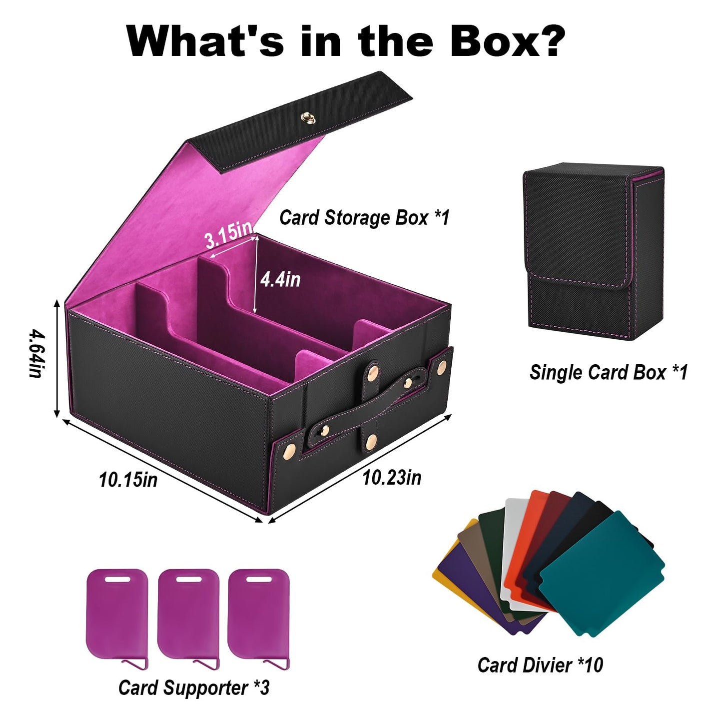 Cieex Trading Card Storage Box 2100+ | 3-Row Deck Box with Dividers, Dice Tray, Leather Case