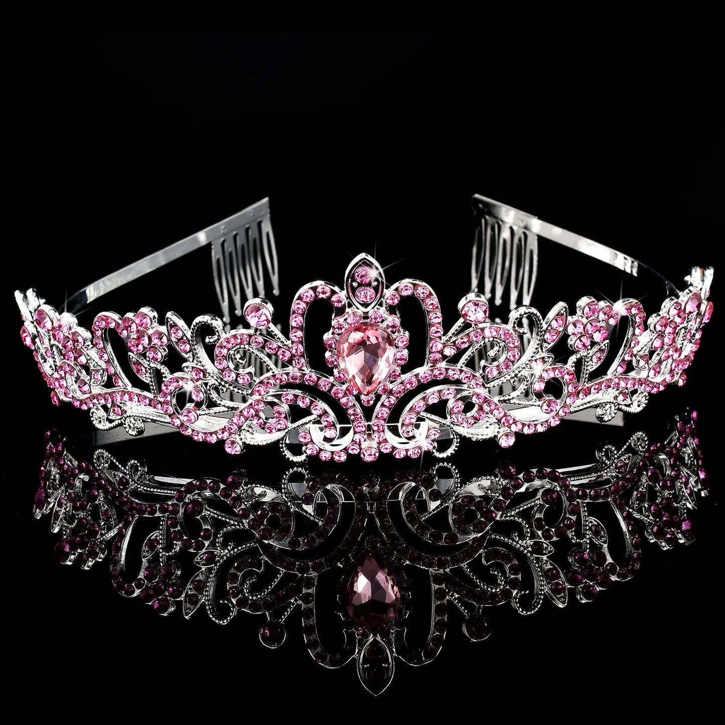 CIEHER Princess Crown & Birthday Sash Set | Pink Tiara for Girls' Party