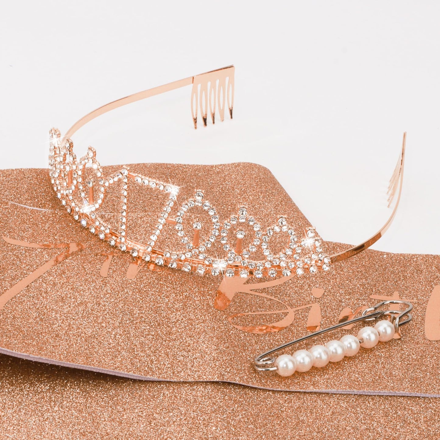 CIEHER 17th Birthday Crown & Sash — Its My 17th Birthday Rose Gold Decor