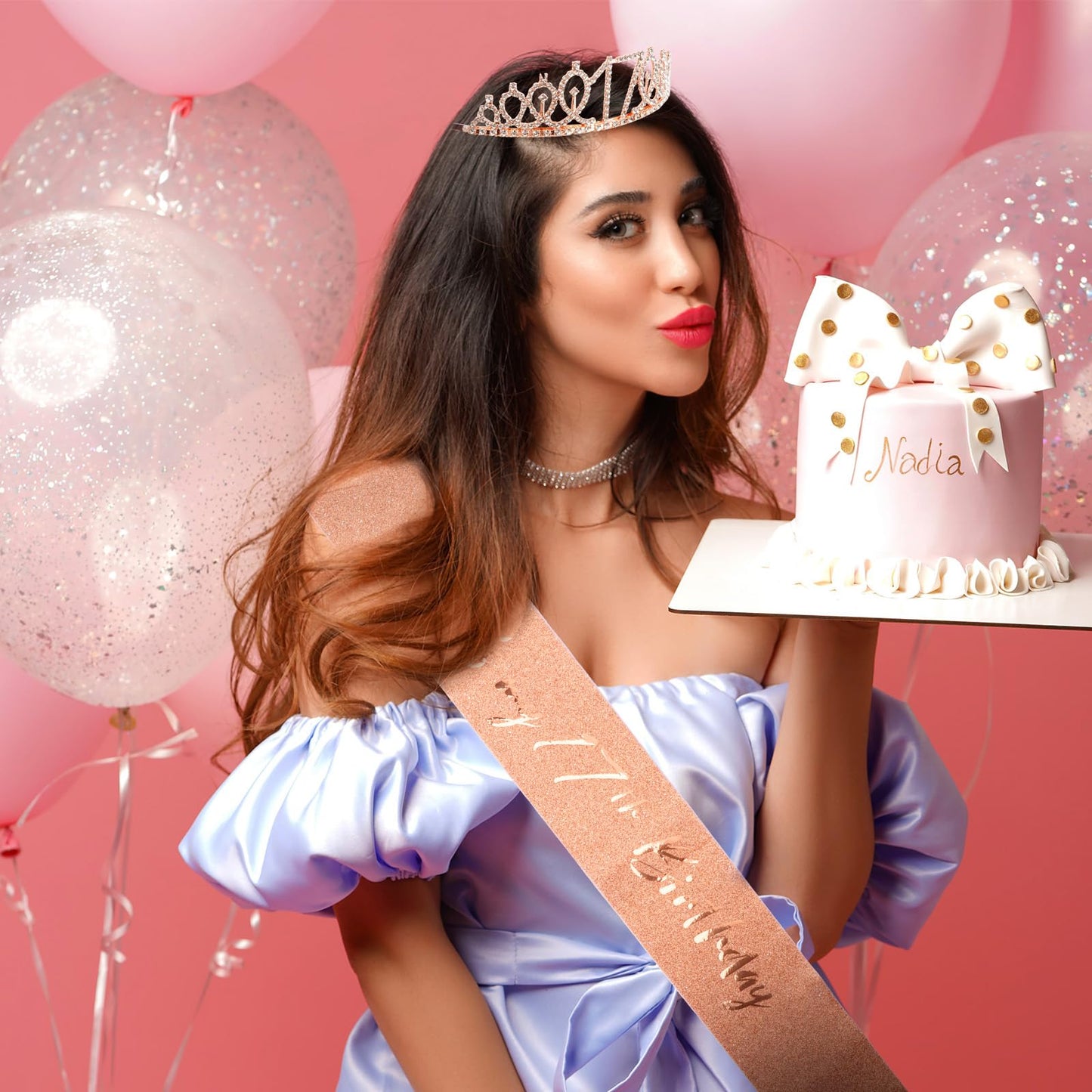 CIEHER 17th Birthday Crown & Sash — Its My 17th Birthday Rose Gold Decor
