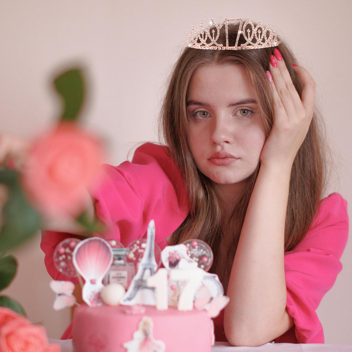 CIEHER 17th Birthday Crown & Sash — Its My 17th Birthday Rose Gold Decor