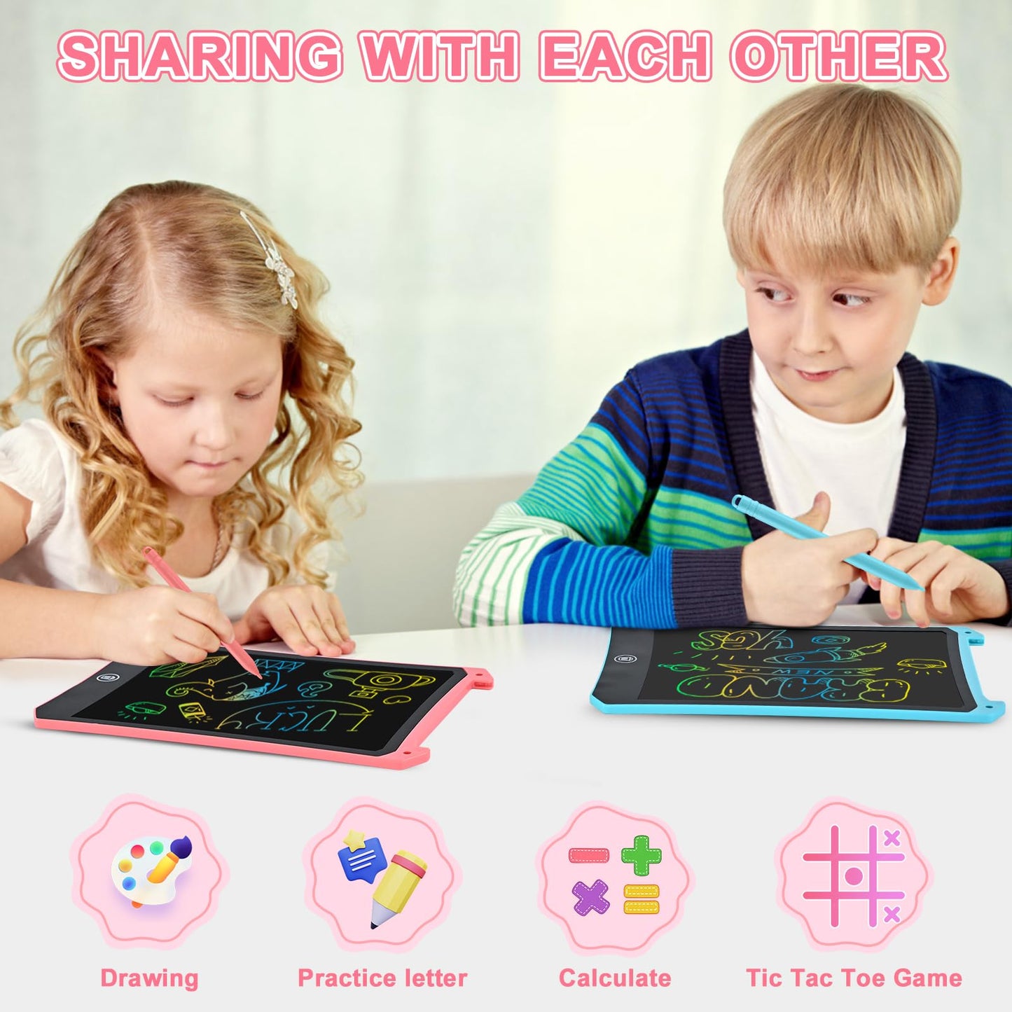 cimetech 2-Pack LCD Writing Tablets for Toddlers – 8.5-Inch Color Screen