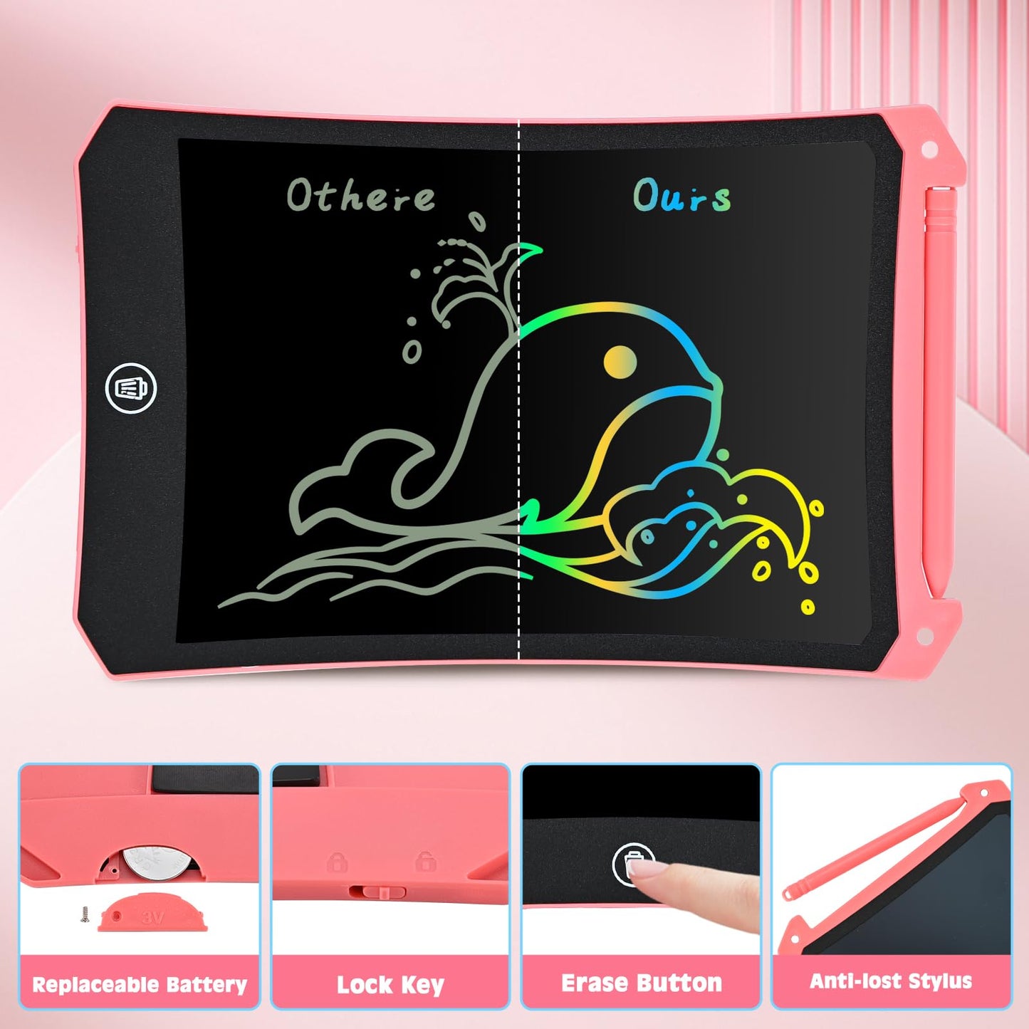 cimetech 2-Pack LCD Writing Tablets for Toddlers – 8.5-Inch Color Screen