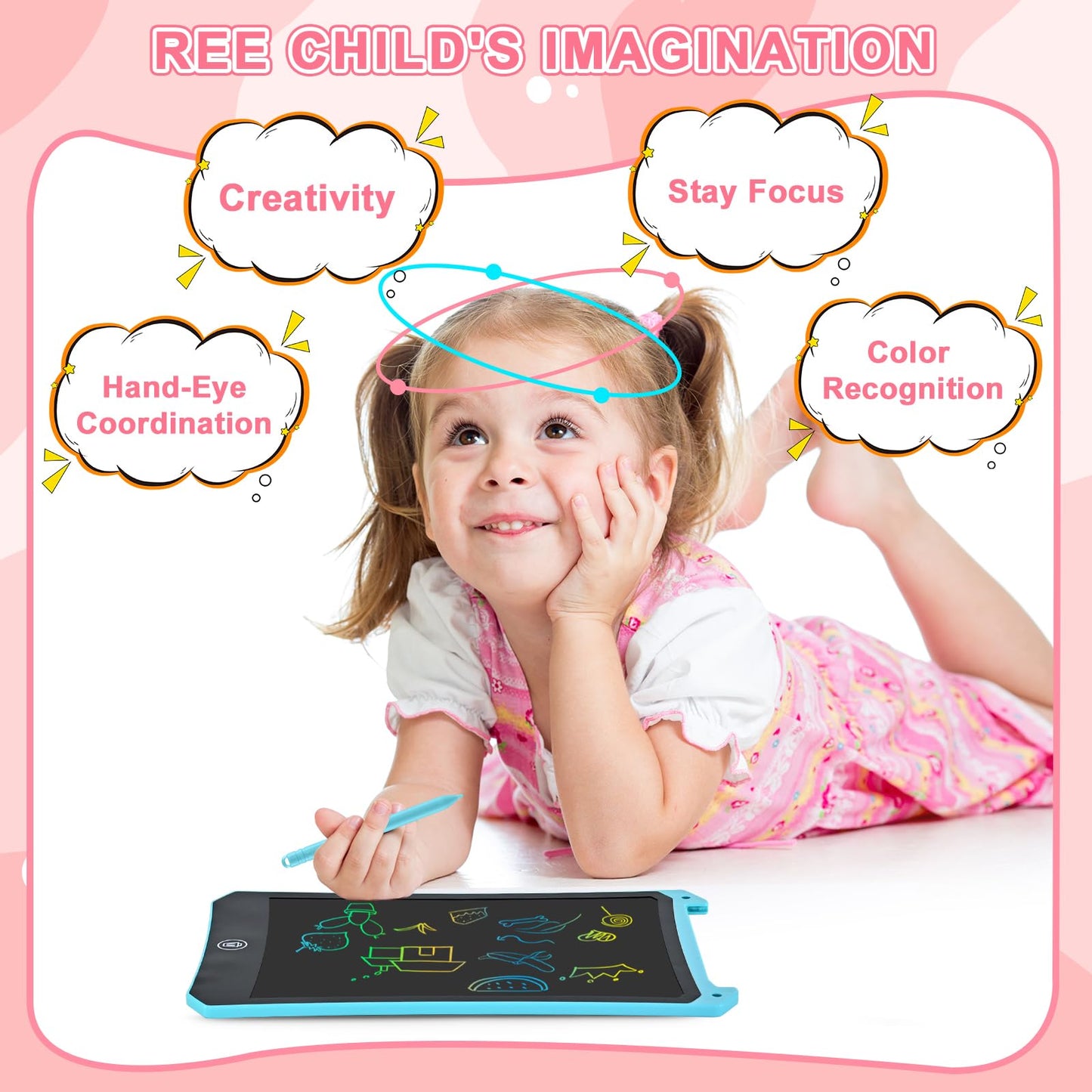 cimetech 2-Pack LCD Writing Tablets for Toddlers – 8.5-Inch Color Screen