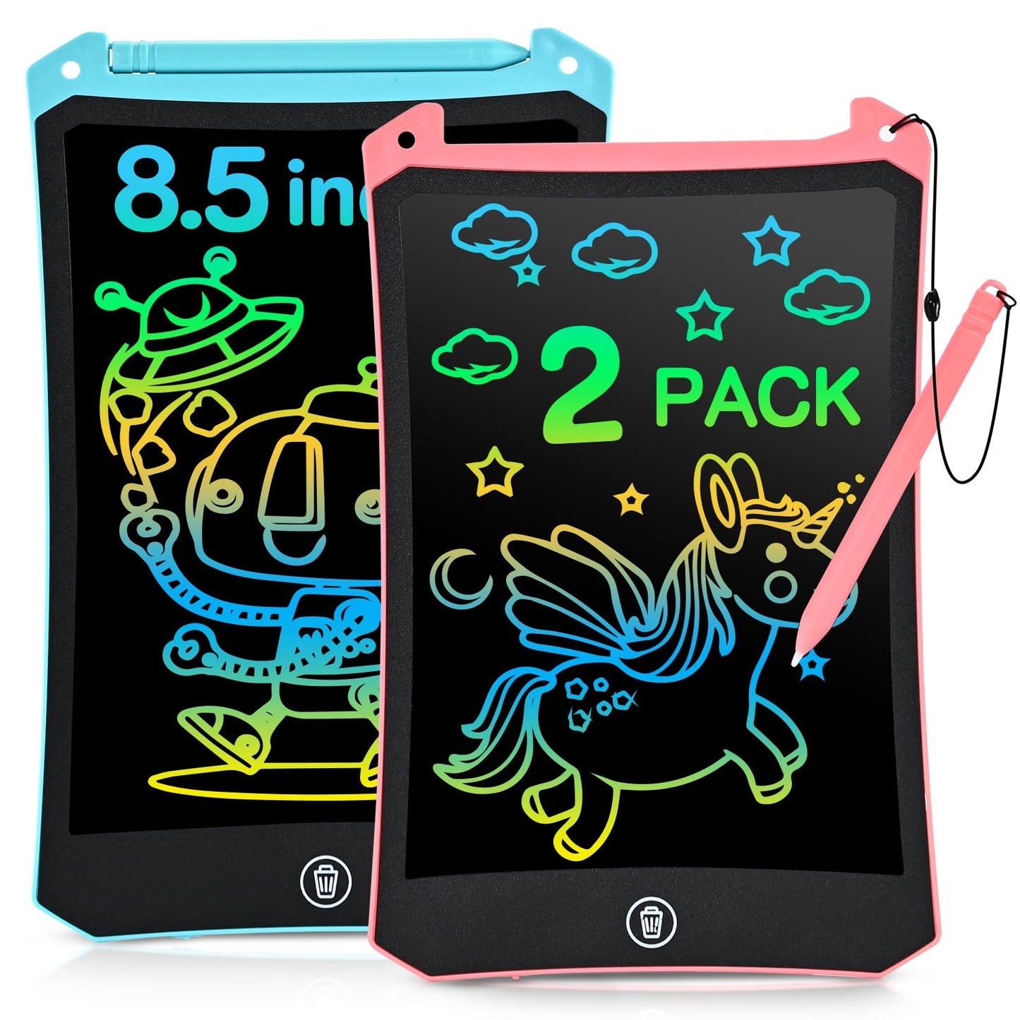 cimetech 2-Pack LCD Writing Tablets for Toddlers – 8.5-Inch Color Screen