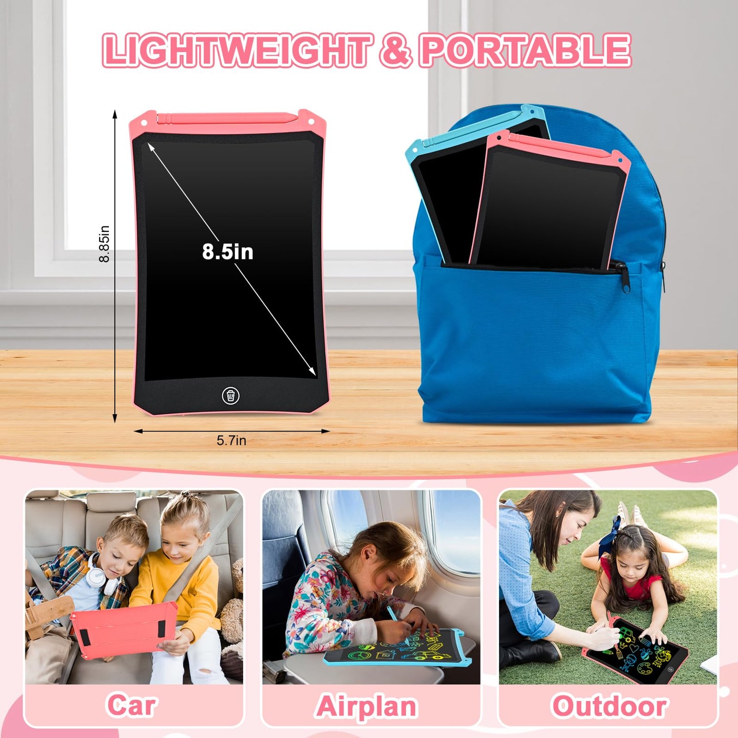 cimetech 2-Pack LCD Writing Tablets for Toddlers – 8.5-Inch Color Screen