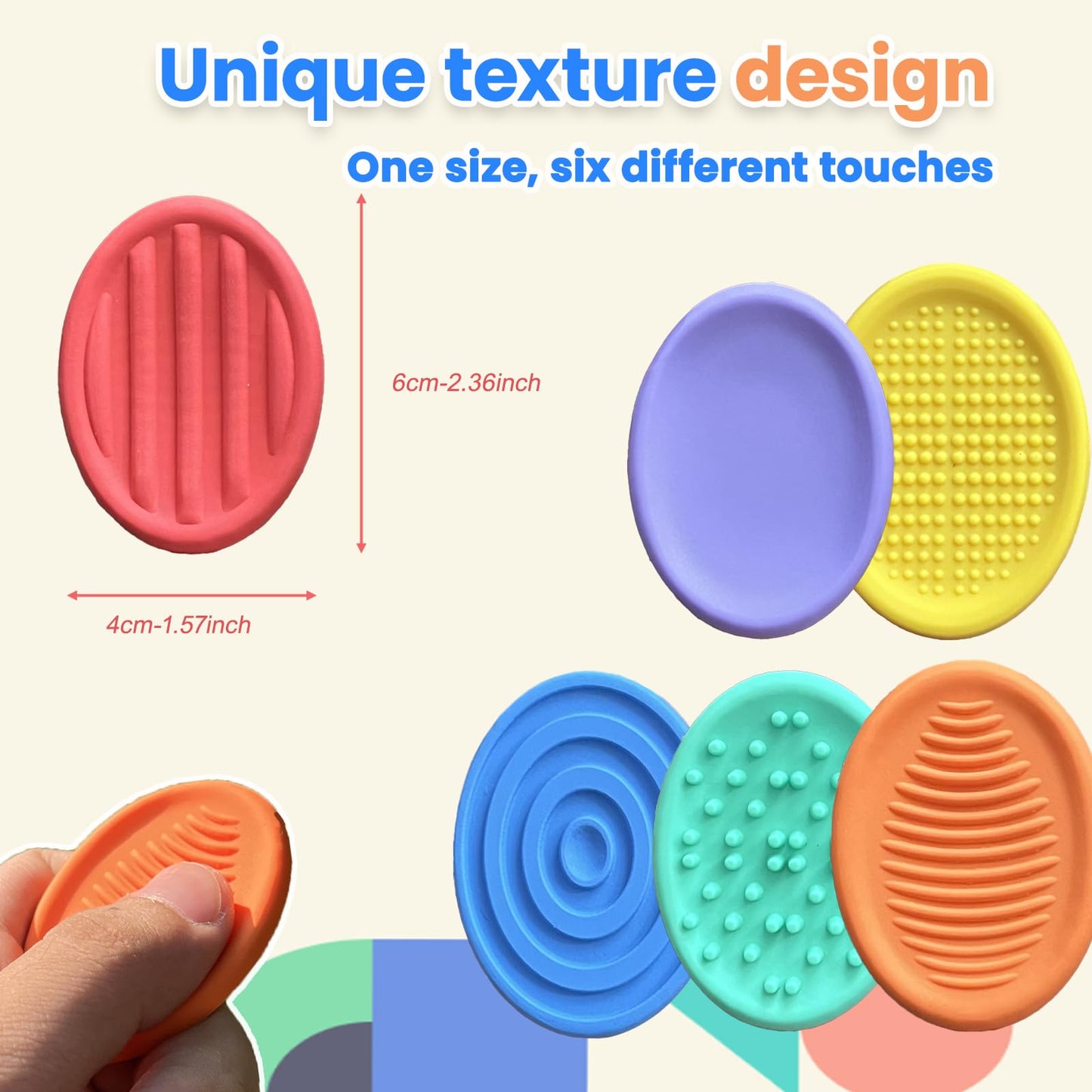 Cimidore 12pc Textured Fidget Toys - Sensory Stones for Anxiety Relief & Focus
