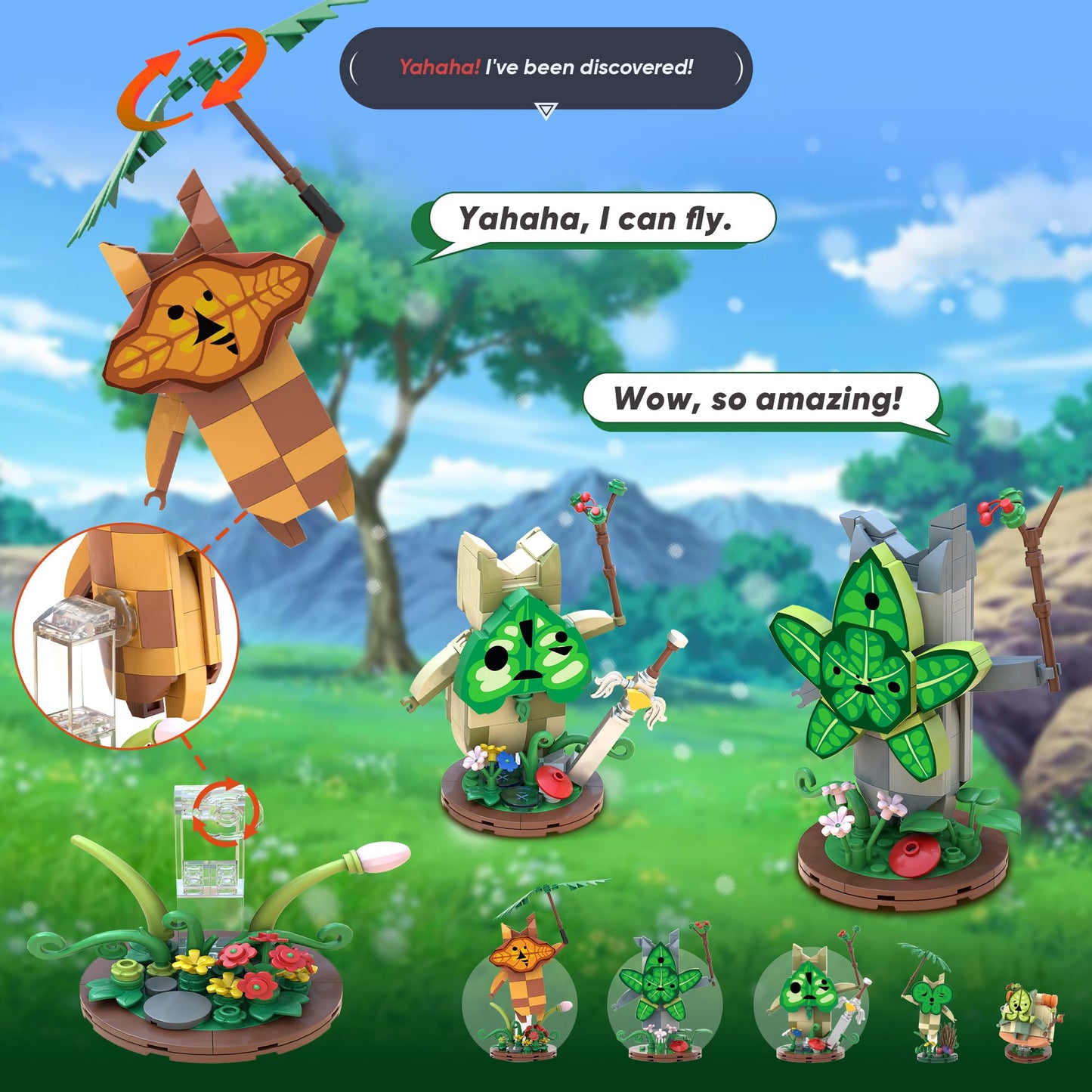 CinamixBrax Koroks Building Set – 5 Character Blocks for BOTW Fans
