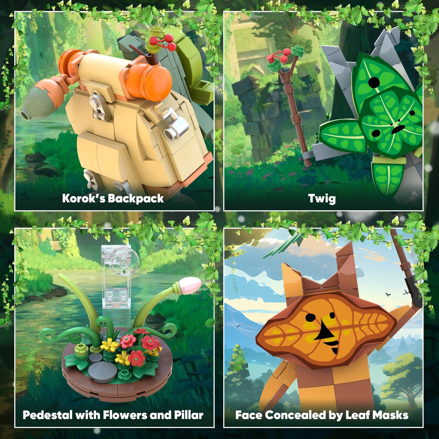 CinamixBrax Koroks Building Set – 5 Character Blocks for BOTW Fans