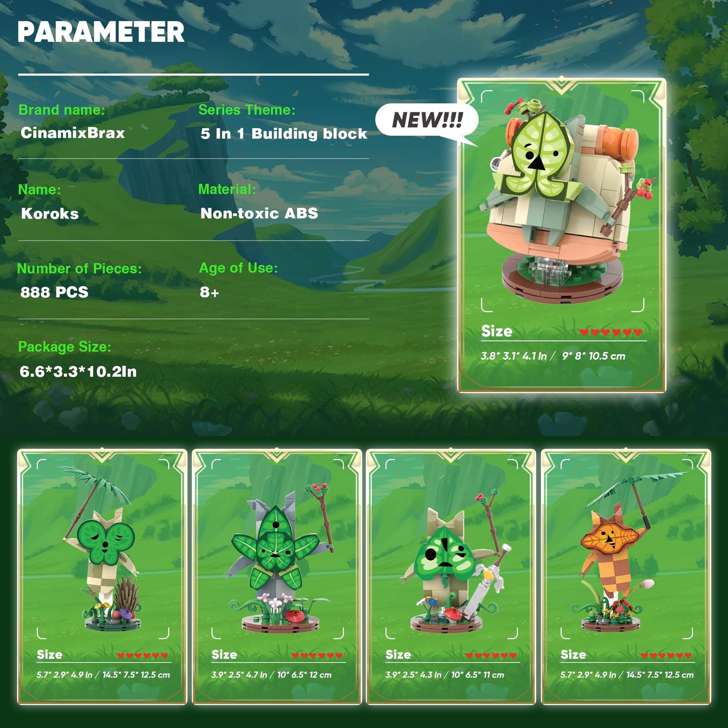 CinamixBrax Koroks Building Set – 5 Character Blocks for BOTW Fans