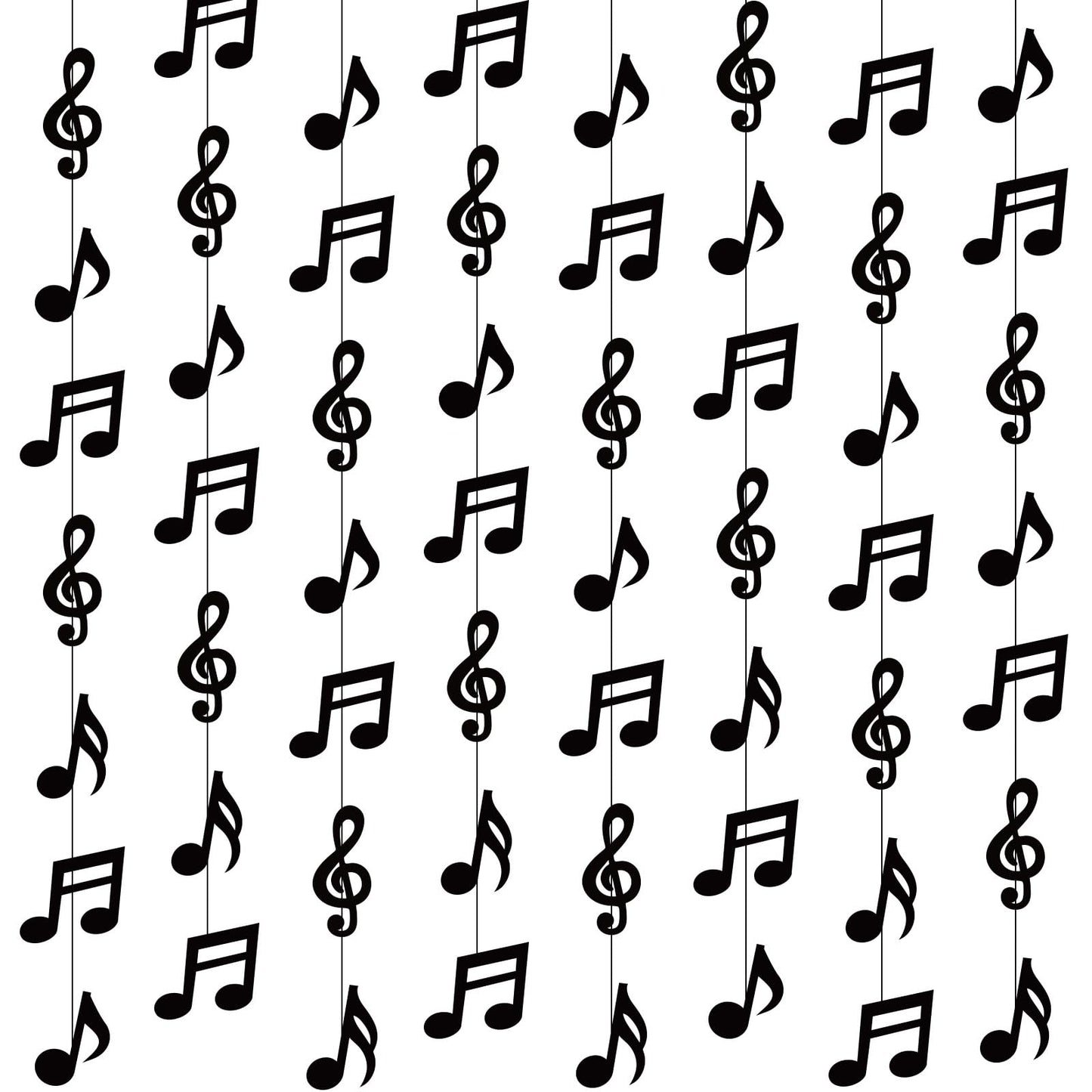 Cindeer 8 Pcs Music Notes Party Decorations — Black Garland for 50s & 70s Themed Parties, Weddings