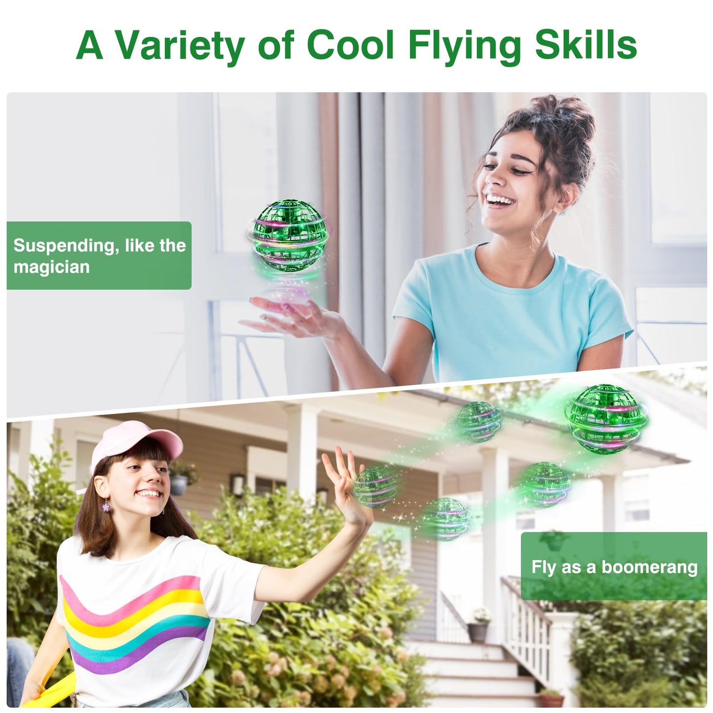 Ciniffo Flying Orb Ball 2025 – Hand Controlled Boomerang Mini Drone, Safe ABS Toy for Kids 6+