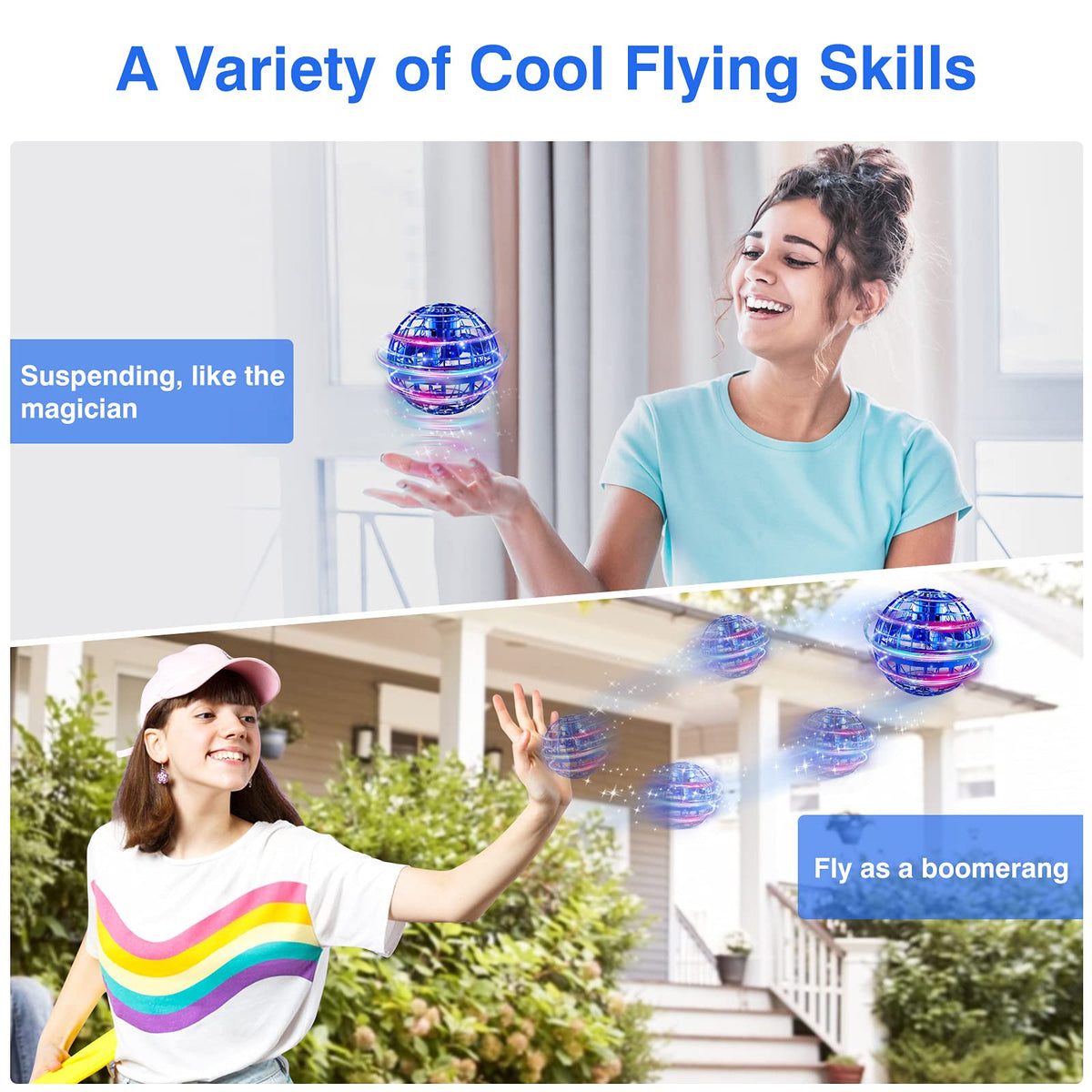 Ciniffo Flying Orb Ball Toy 2025 – Light Up Hand-Controlled Boomerang Spinner