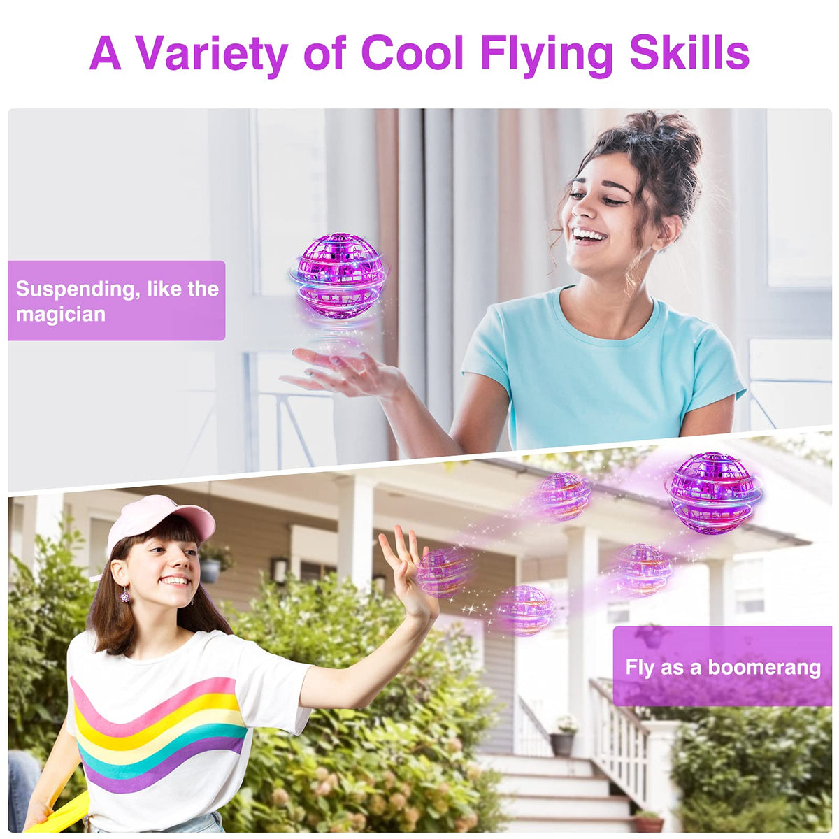 Ciniffo Flying Orb Ball Toy 2025 – Light Up Hand-Controlled Boomerang Spinner