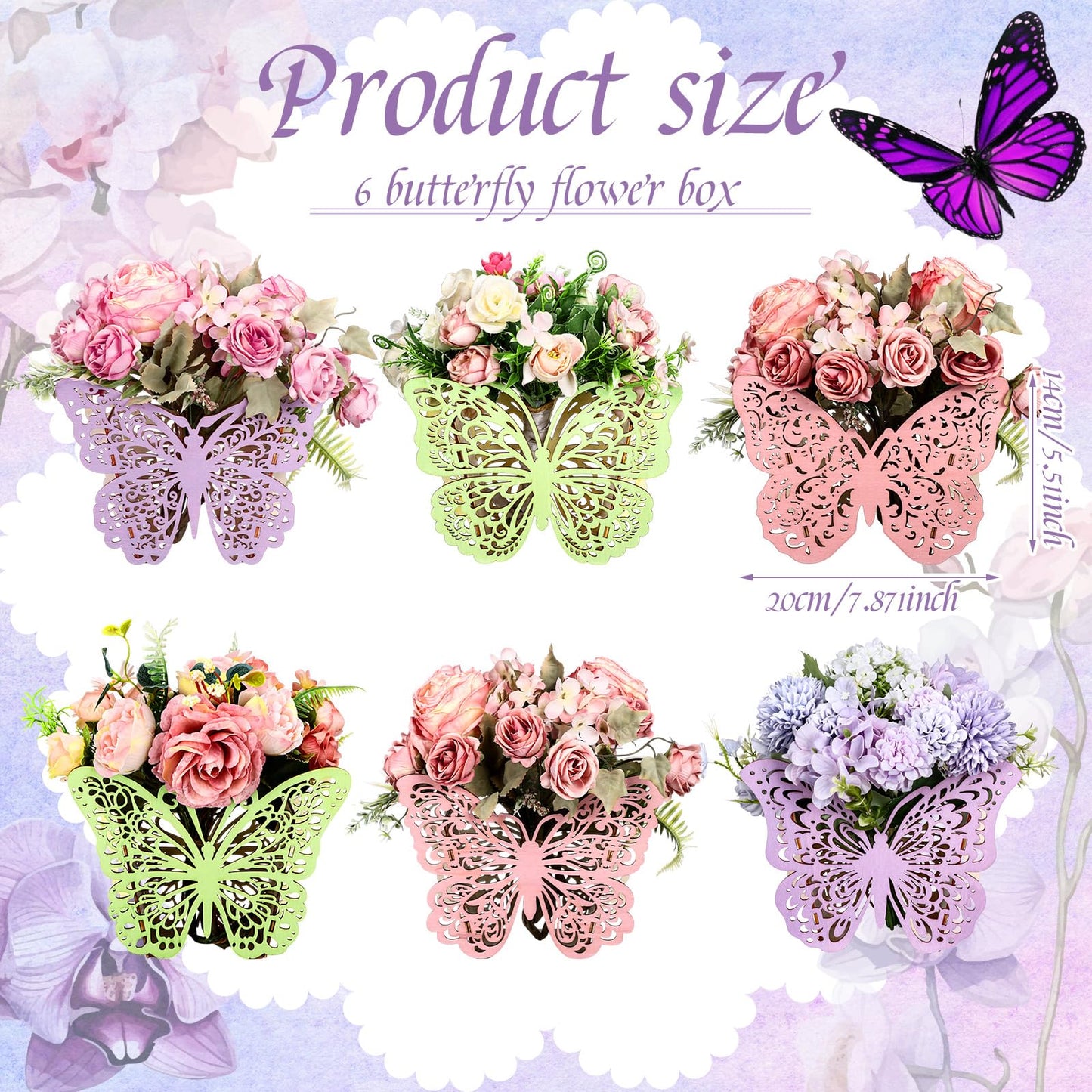 Cinnvoice 6 Pcs Wooden Butterfly Centerpieces – Baby Shower, Birthday & Wedding Table Decor