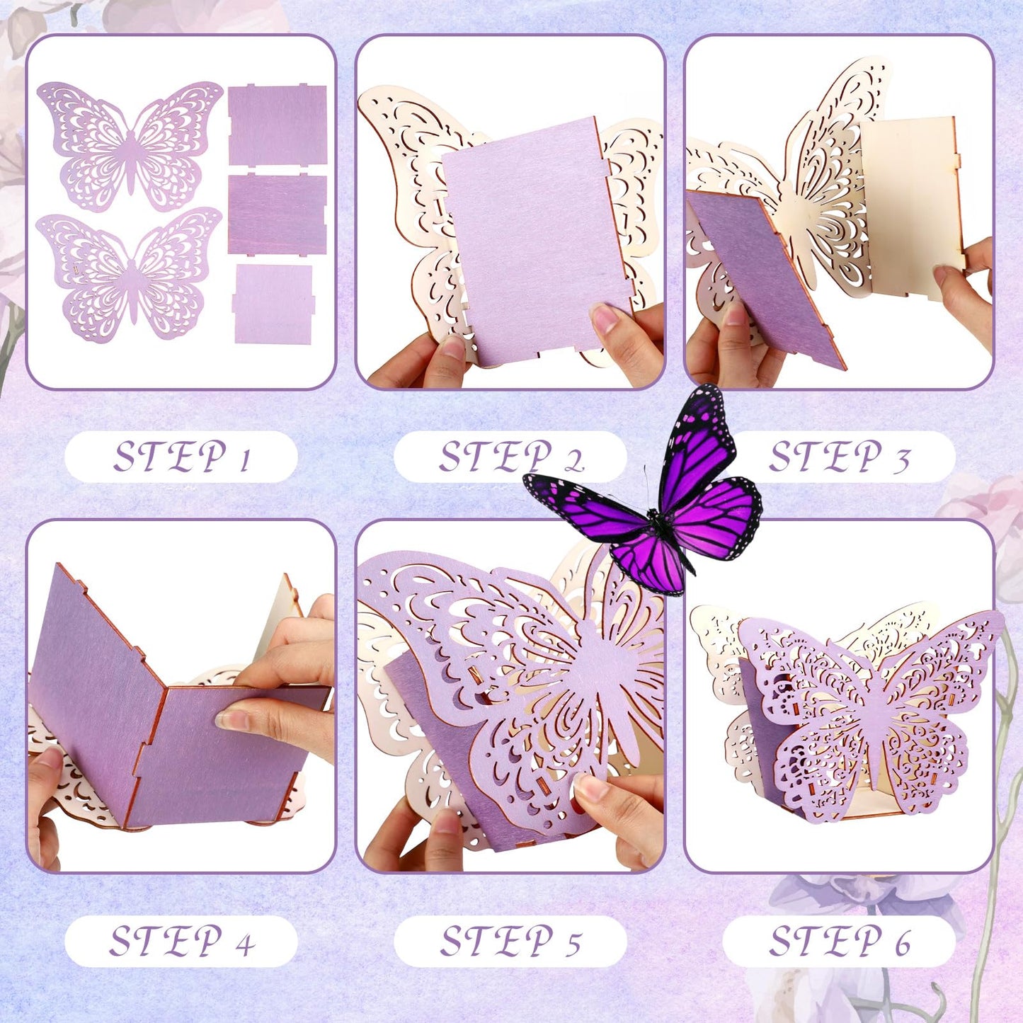 Cinnvoice 6 Pcs Wooden Butterfly Centerpieces – Baby Shower, Birthday & Wedding Table Decor
