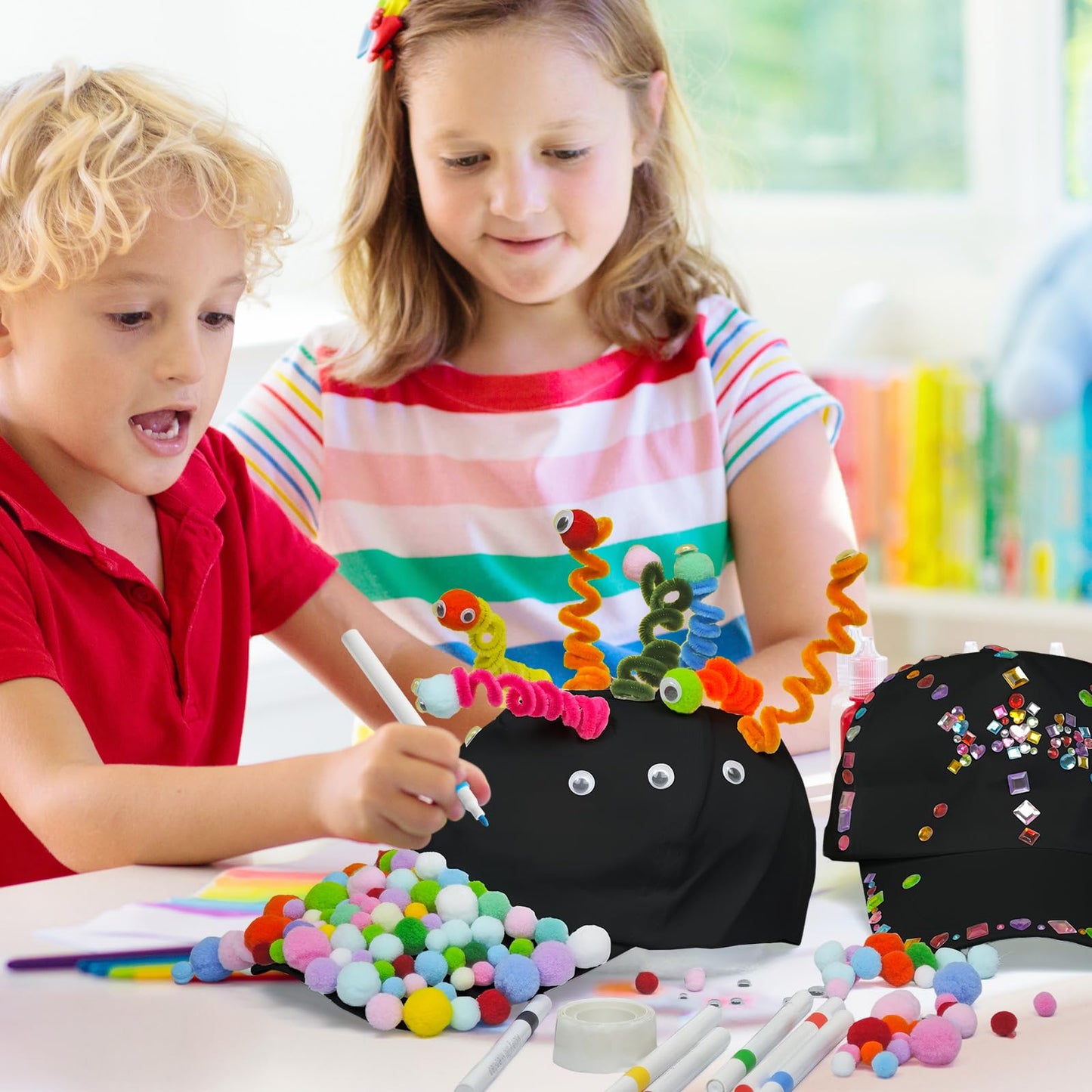 Cinrobiye 3-Piece 100 Days of School DIY Hats Kit – Adjustable Baseball Cap Craft