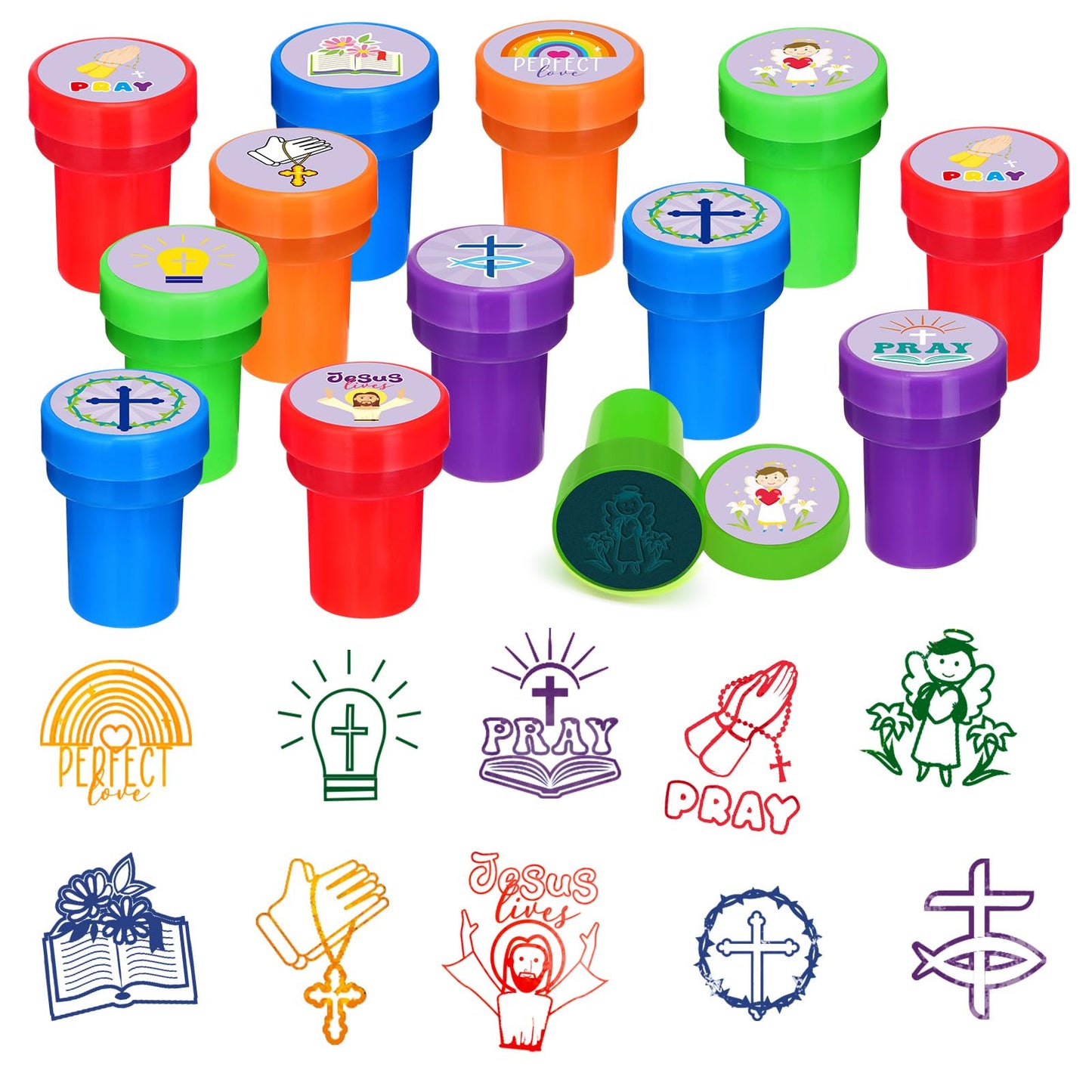 Cinrobiye 24 PCS Christian Stampers – Bible-Themed Party & Classroom Favors
