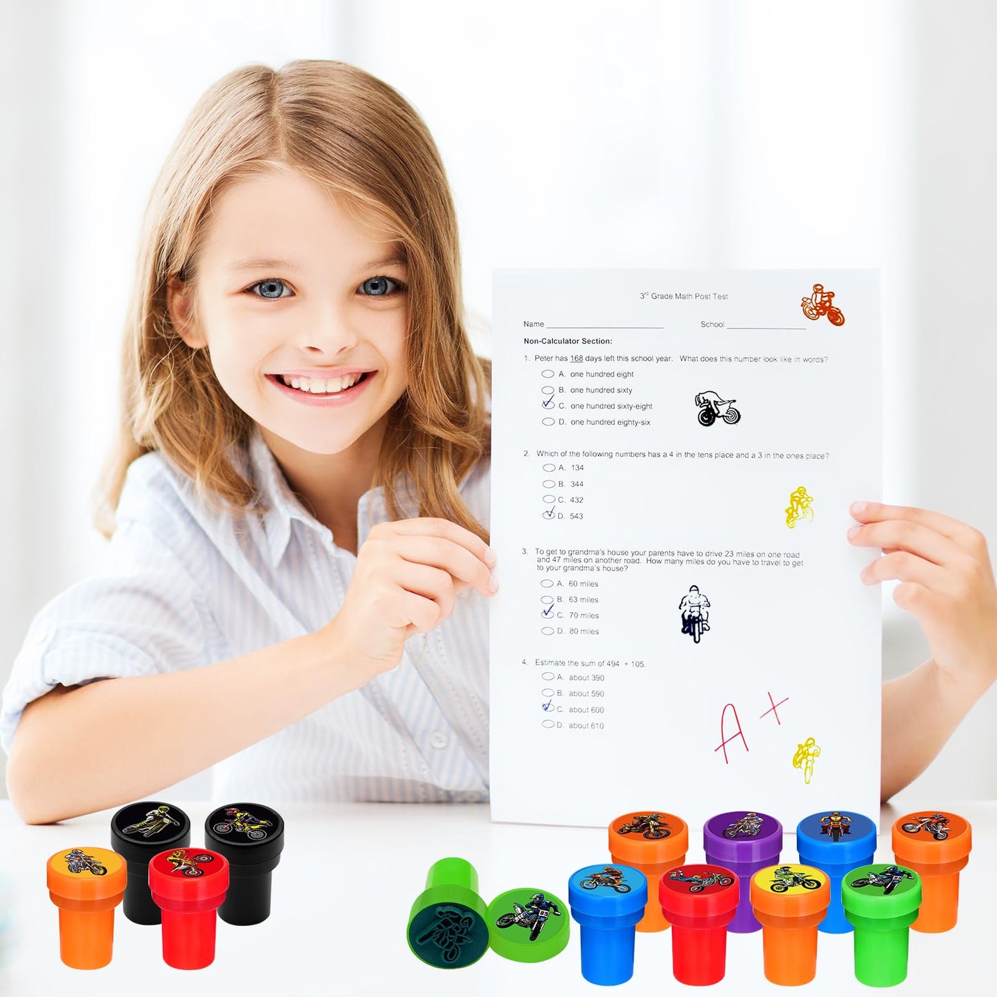 Cinrobiye 24 PCS Dirt Bike Stampers – Motocross Party Favors & Rewards