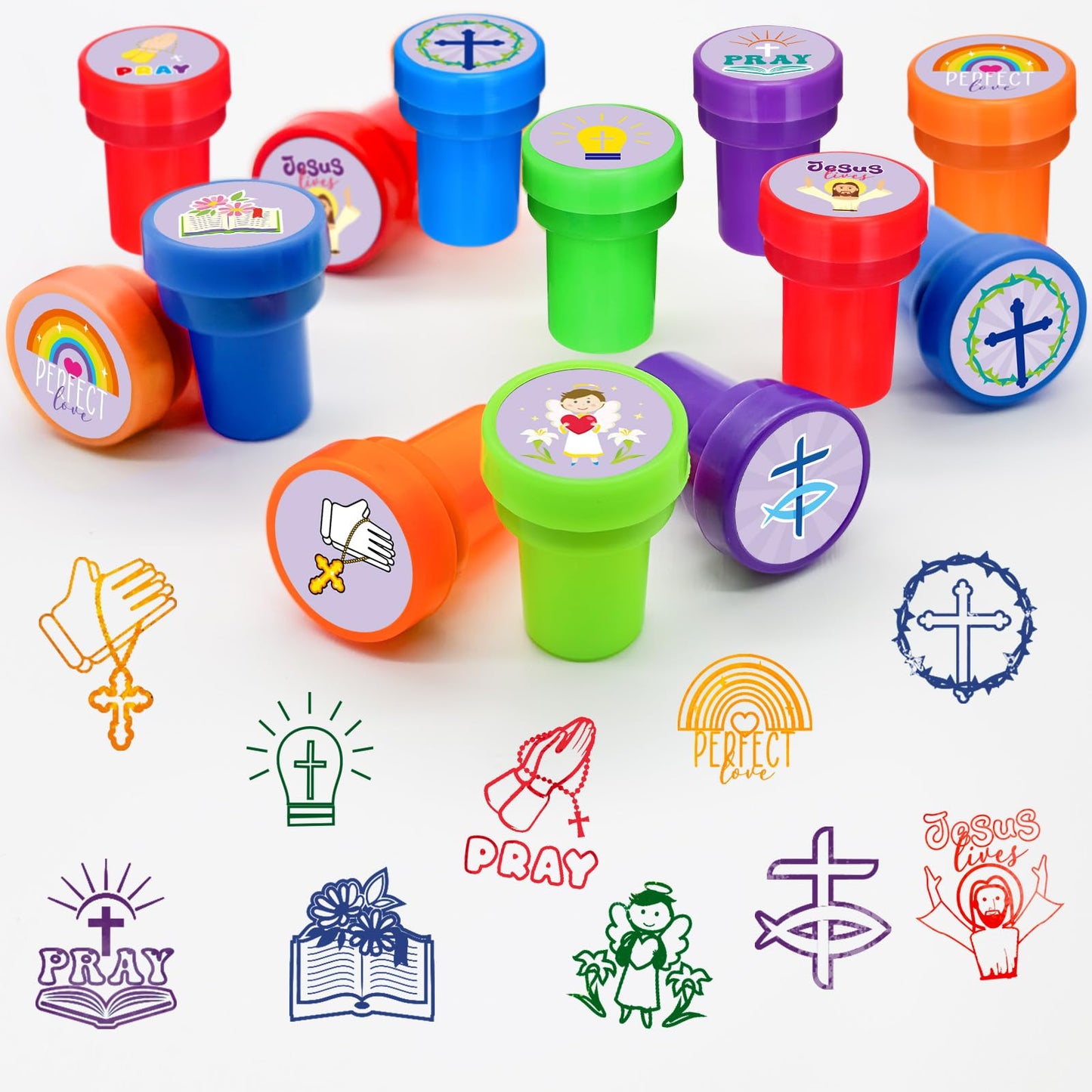 Cinrobiye 24 PCS Christian Stampers – Bible-Themed Party & Classroom Favors
