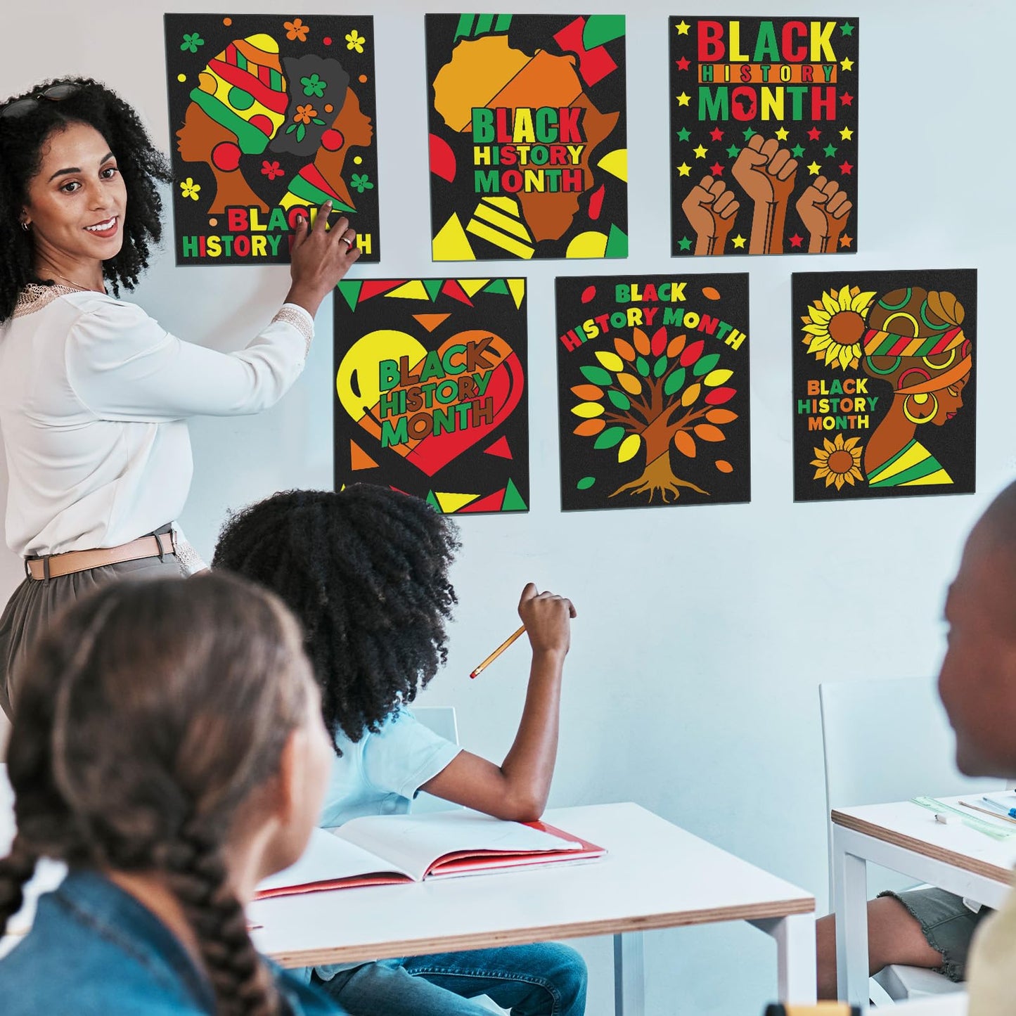 Cinrobiye Velvet Coloring Posters 48-Pack for Black History Month | 8x10 in