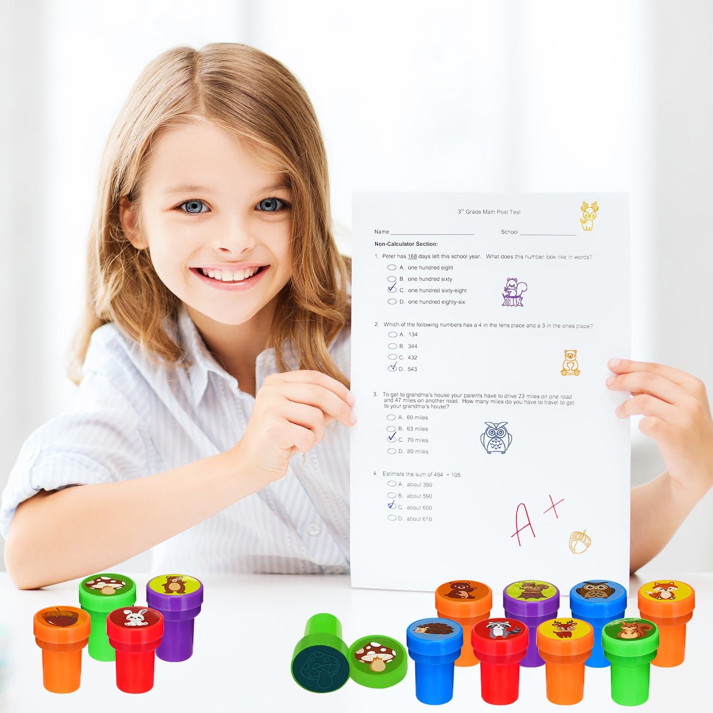 Cinrobiye 24-Pack Woodland Animals Stampers – Pre-Inked Forest Creatures for Parties & Classroom