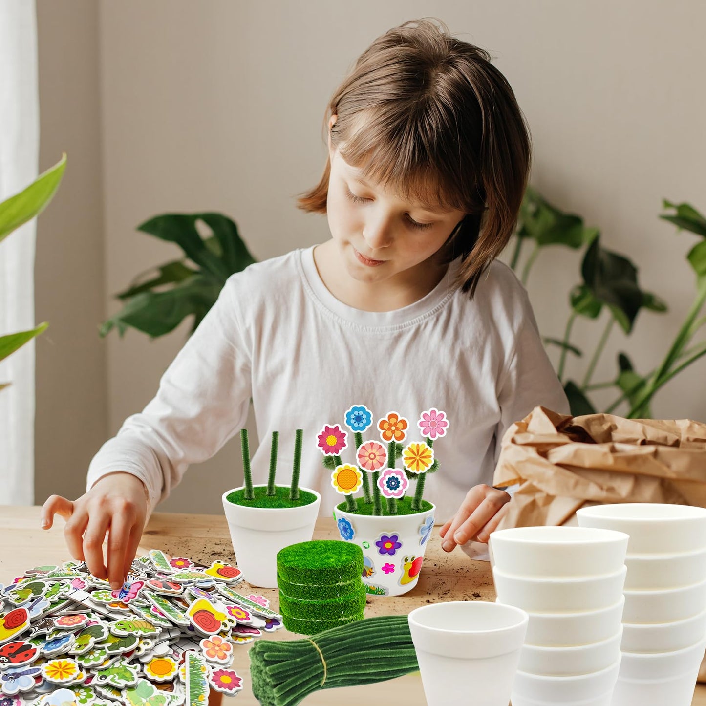 Cinrobiye 24-Set Garden Pot Craft Kit for Kids – DIY Mini Flower Pot Decor