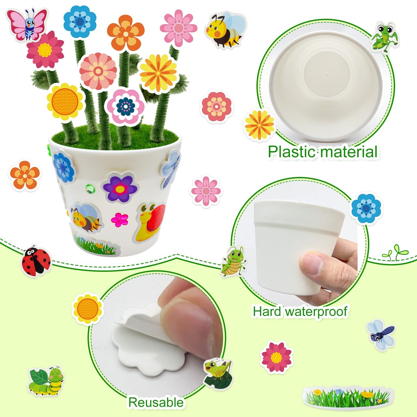 Cinrobiye 24-Set Garden Pot Craft Kit for Kids – DIY Mini Flower Pot Decor