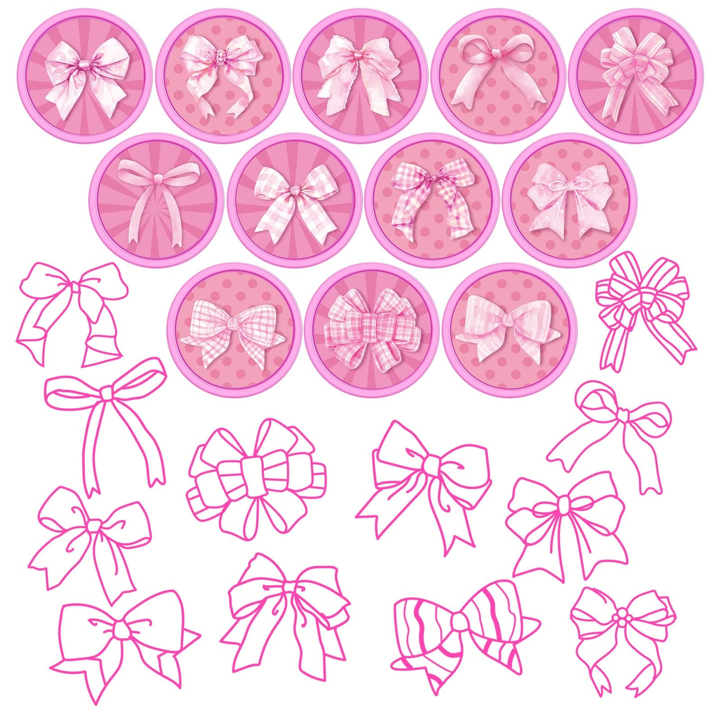 Cinrobiye 24 Pcs Pink Bow Stampers – Coquette Pink Bow Party Favors, Classroom Rewards & Party Supplies
