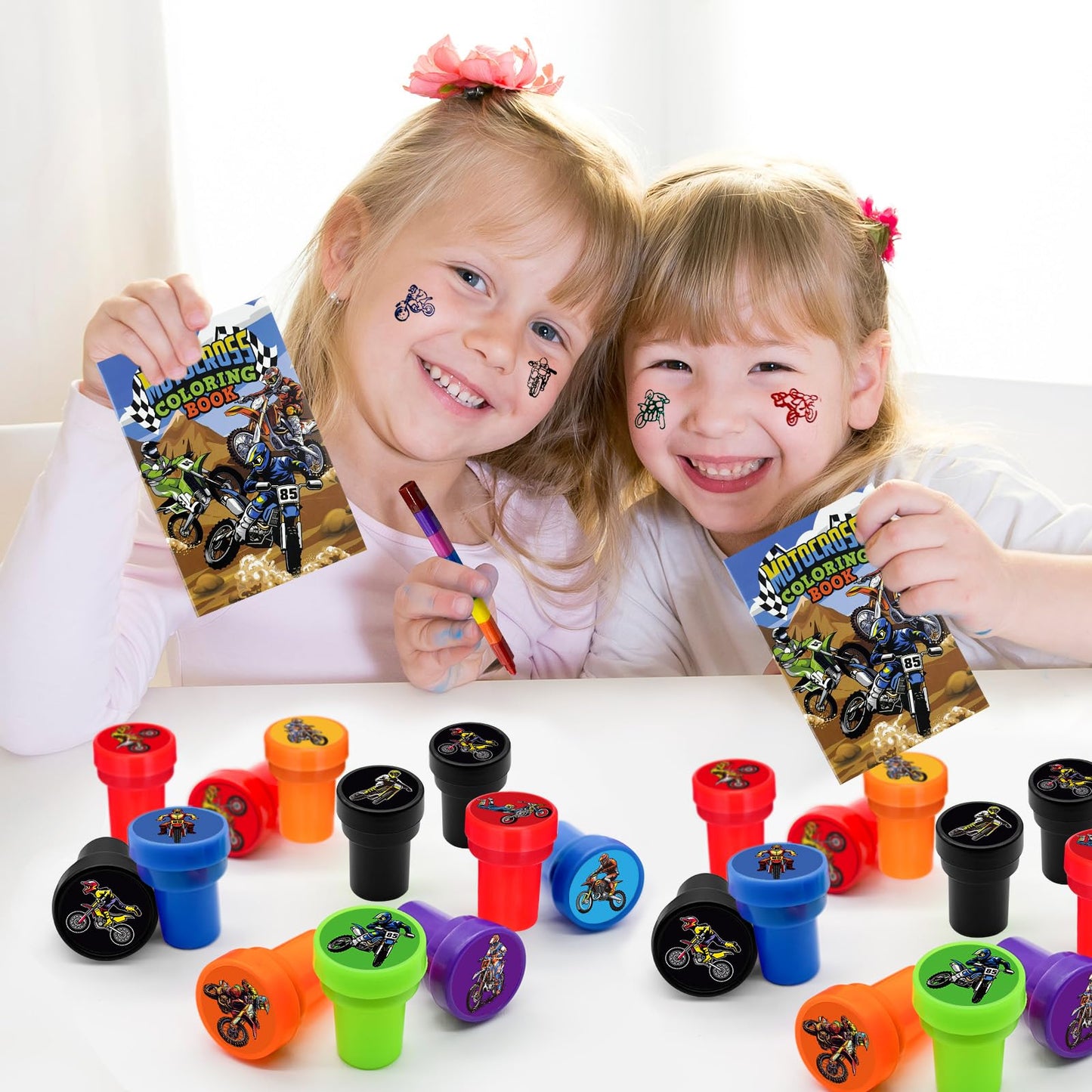 Cinrobiye 24 PCS Dirt Bike Stampers – Motocross Party Favors & Rewards