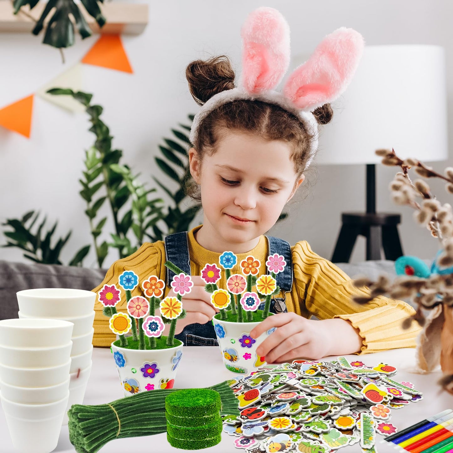 Cinrobiye 24-Set Garden Pot Craft Kit for Kids – DIY Mini Flower Pot Decor