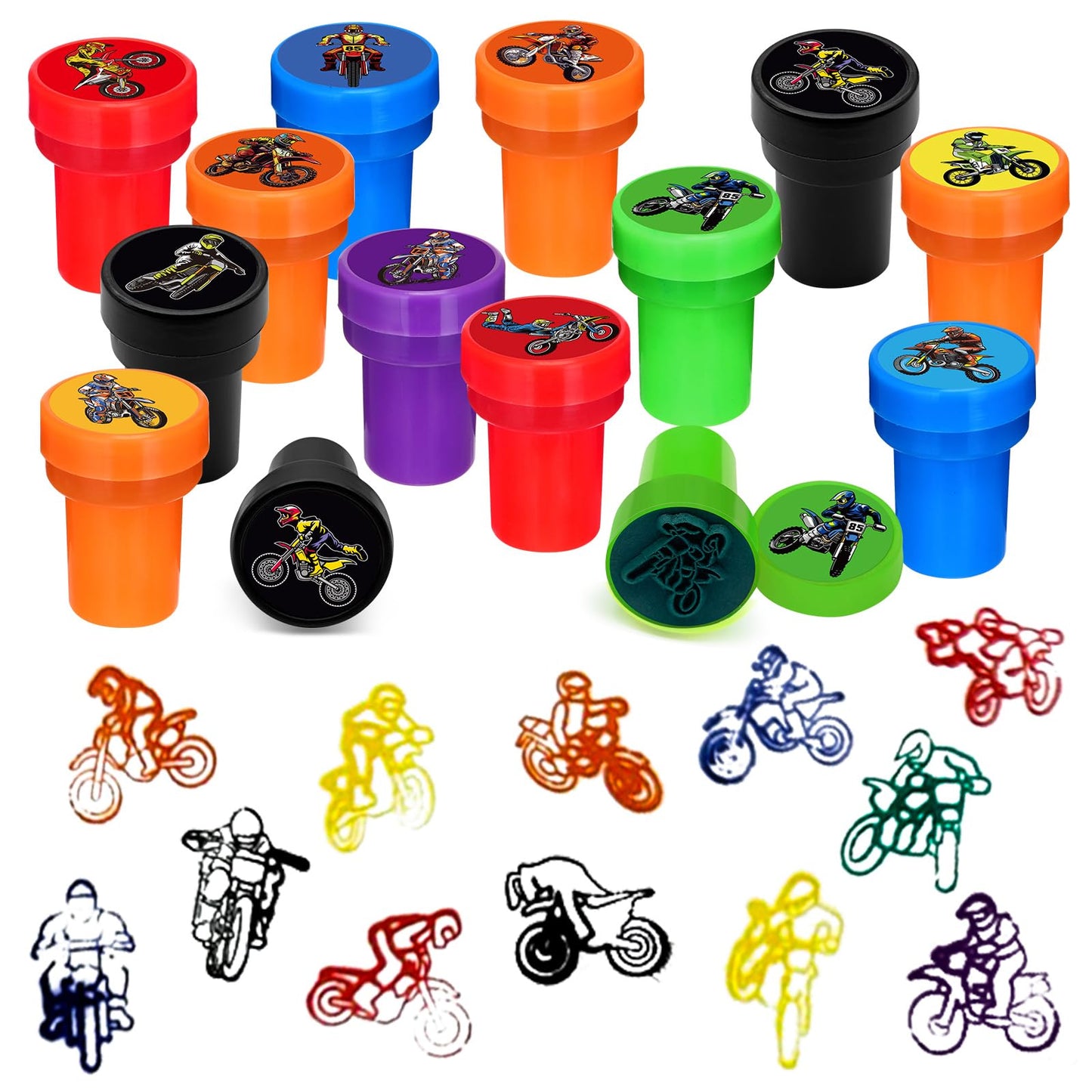 Cinrobiye 24 PCS Dirt Bike Stampers – Motocross Party Favors & Rewards