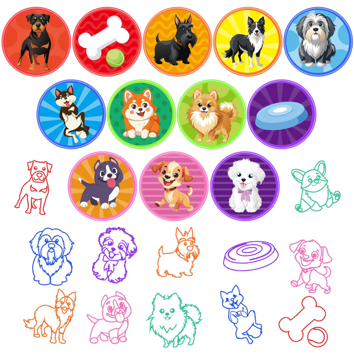 Cinrobiye 24 Pcs Dog Stampers for Kids – Puppy Party Favors & Classroom Rewards