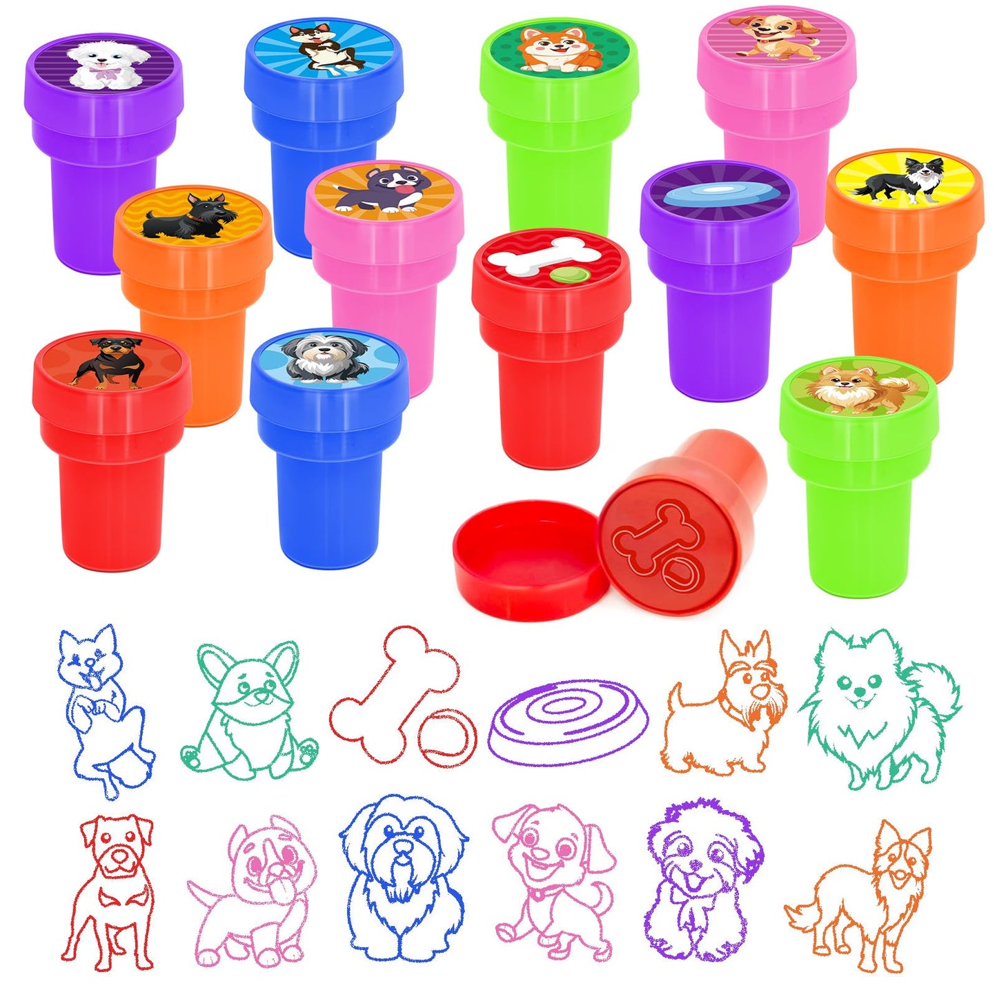 Cinrobiye 24 Pcs Dog Stampers for Kids – Puppy Party Favors & Classroom Rewards