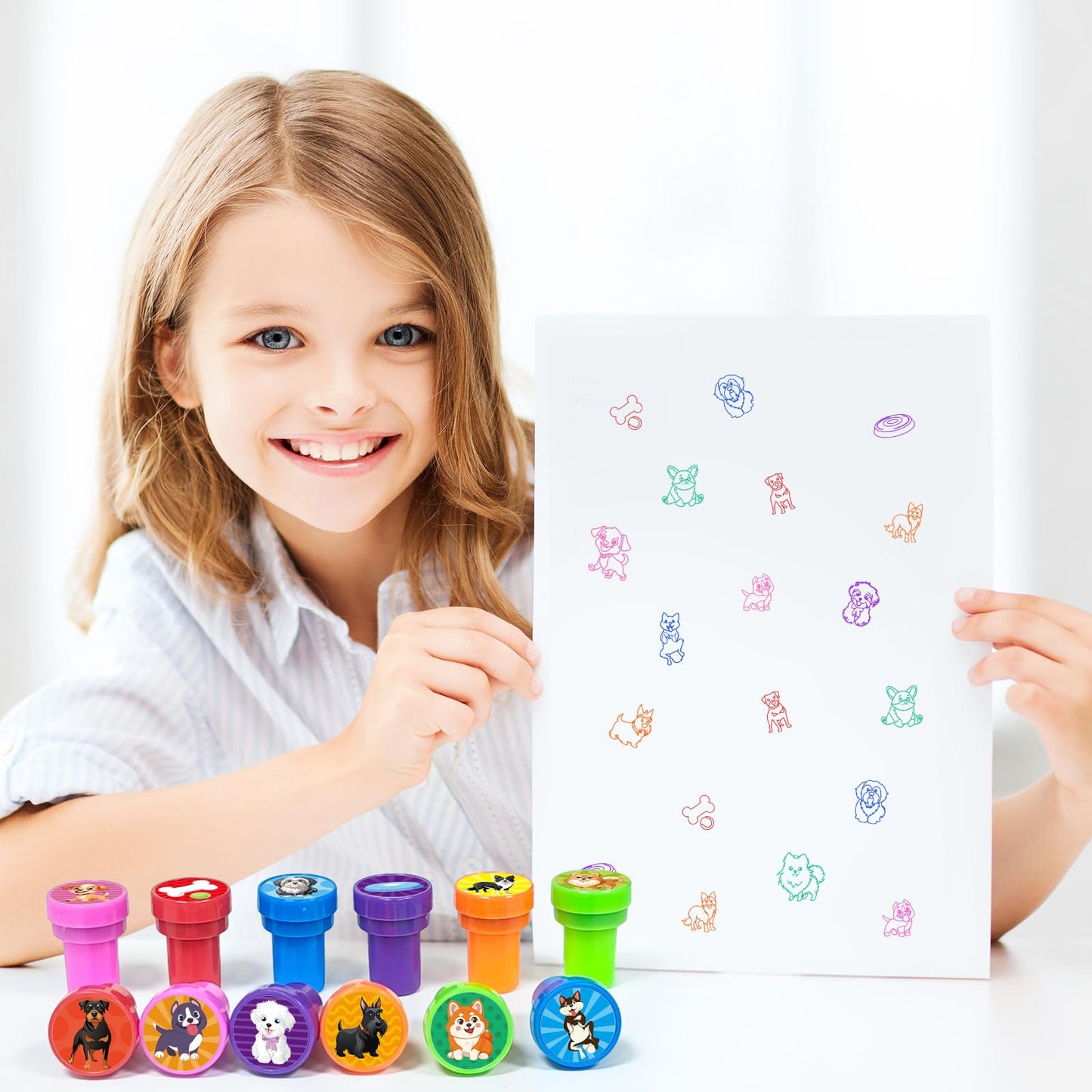 Cinrobiye 24 Pcs Dog Stampers for Kids – Puppy Party Favors & Classroom Rewards