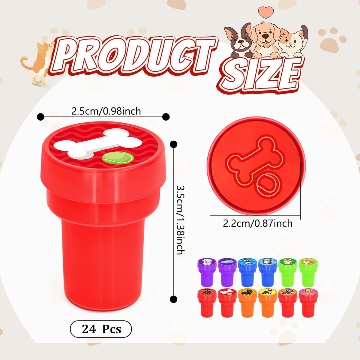 Cinrobiye 24 Pcs Dog Stampers for Kids – Puppy Party Favors & Classroom Rewards