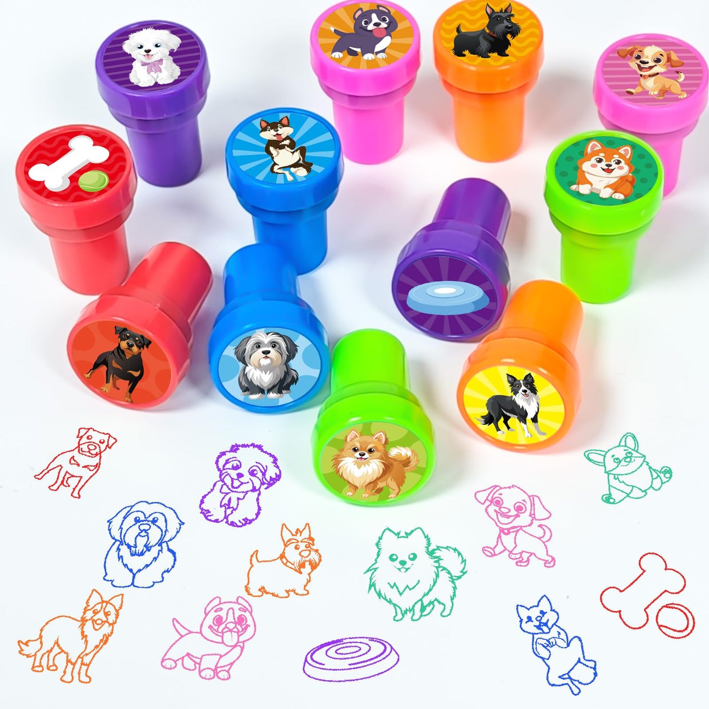 Cinrobiye 24 Pcs Dog Stampers for Kids – Puppy Party Favors & Classroom Rewards