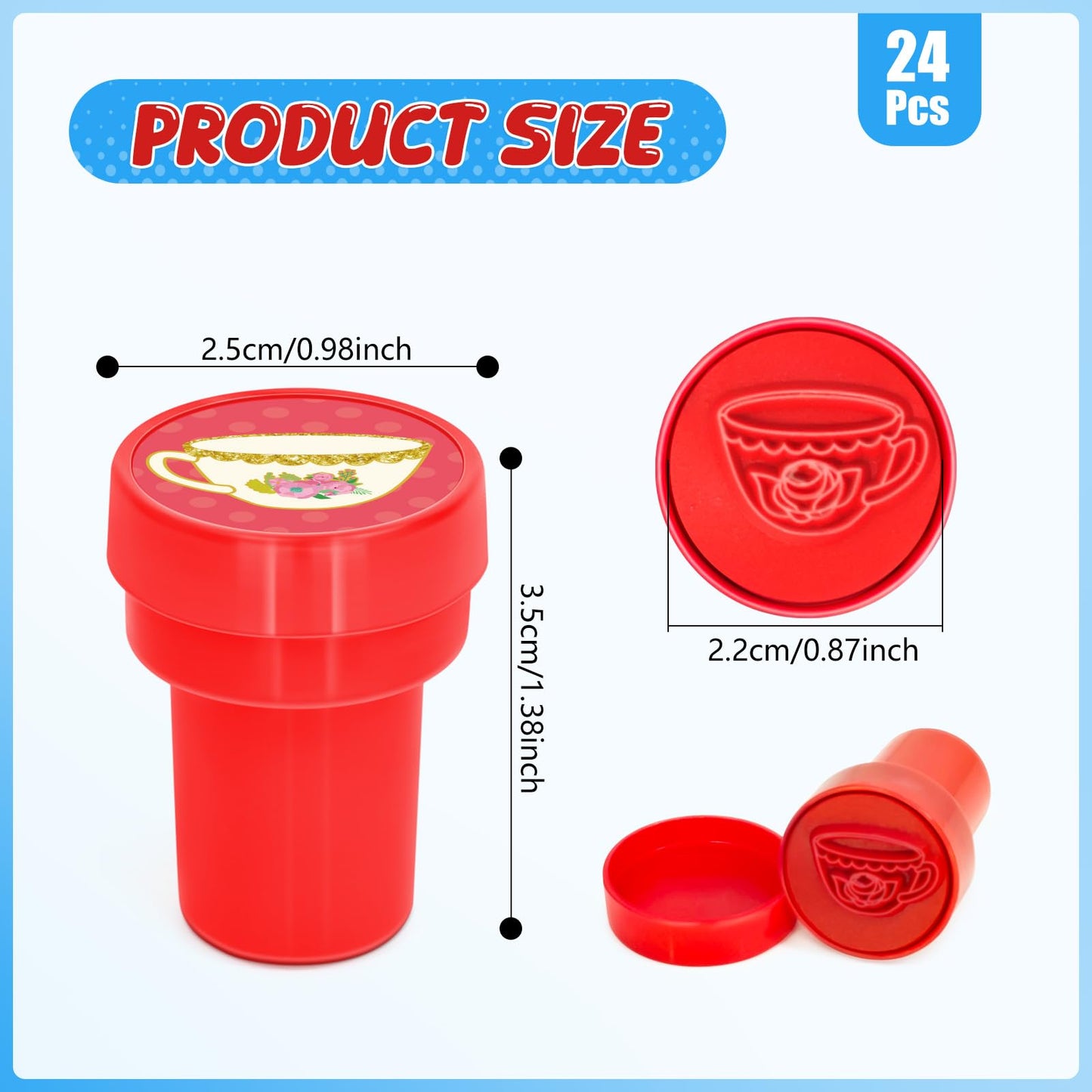 Cinrobiye 24 Pcs Tea Party Stampers – Floral Teapot Party Favors & Classroom Prizes