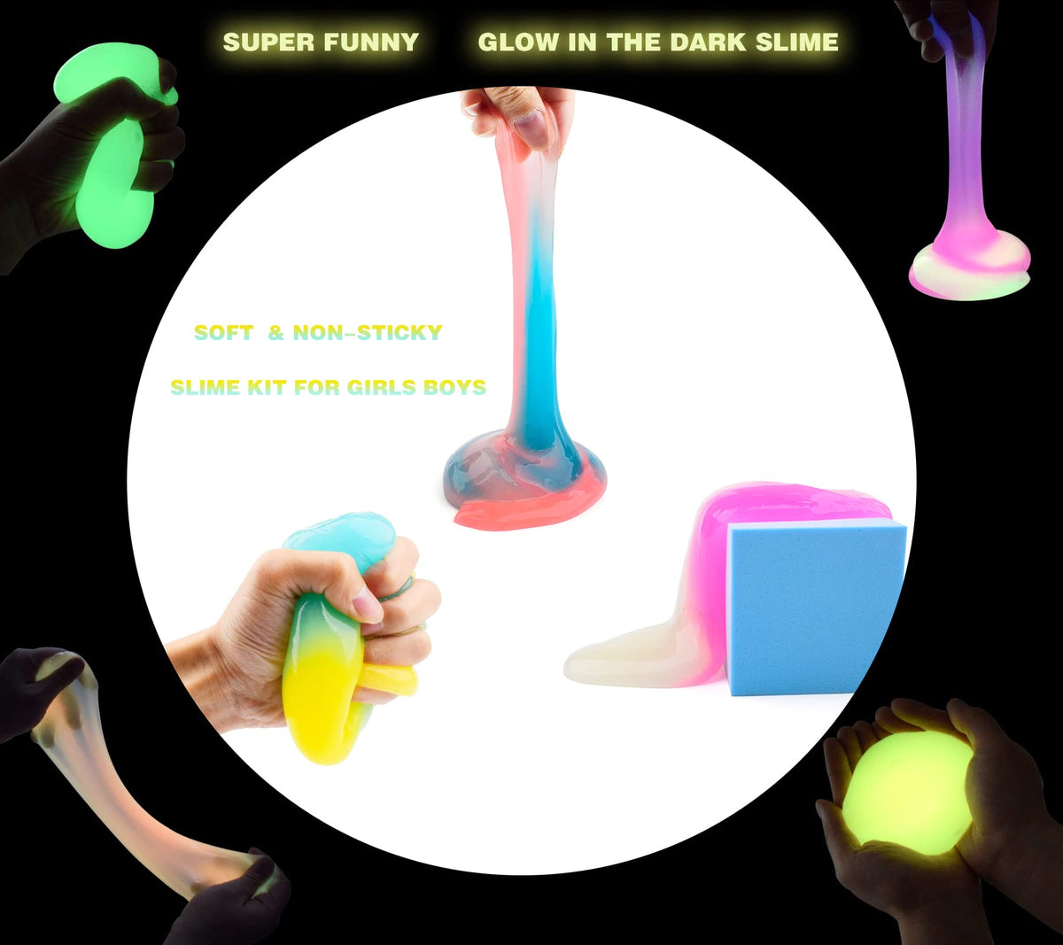 Cioaiwae 30 Pack Glow in the Dark Slime Kit – Multi-Color Crystal Galaxy Slime