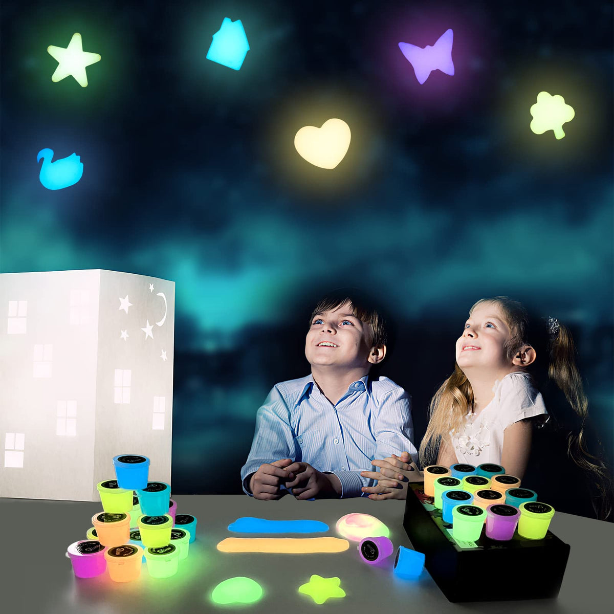 Cioaiwae 30 Pack Glow in the Dark Slime Kit – Multi-Color Crystal Galaxy Slime