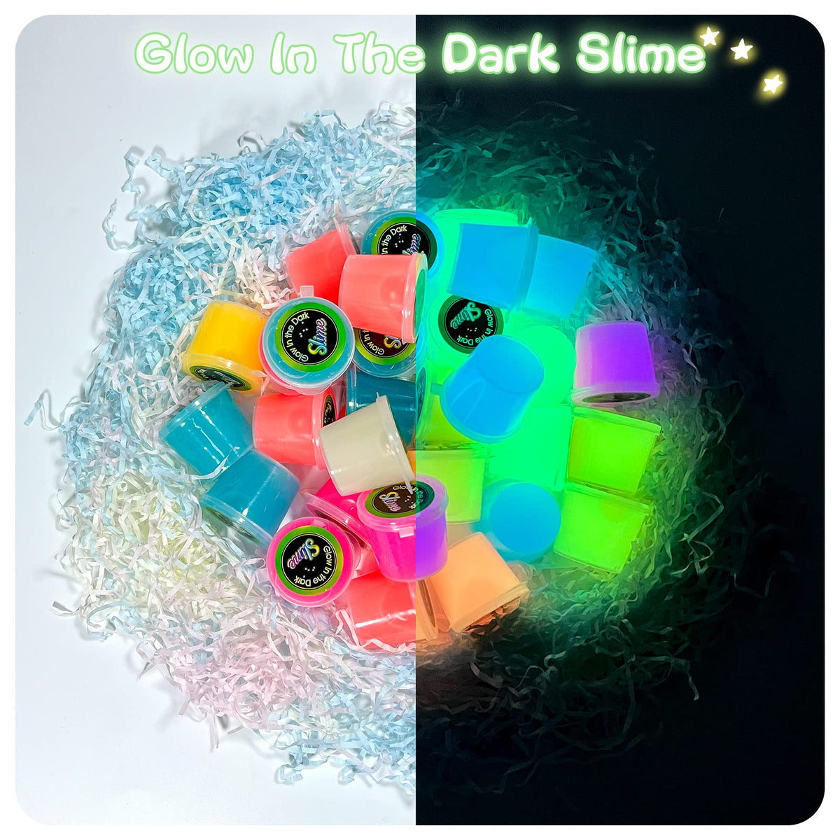 Cioaiwae 30 Pack Glow in the Dark Slime Kit – Multi-Color Crystal Galaxy Slime