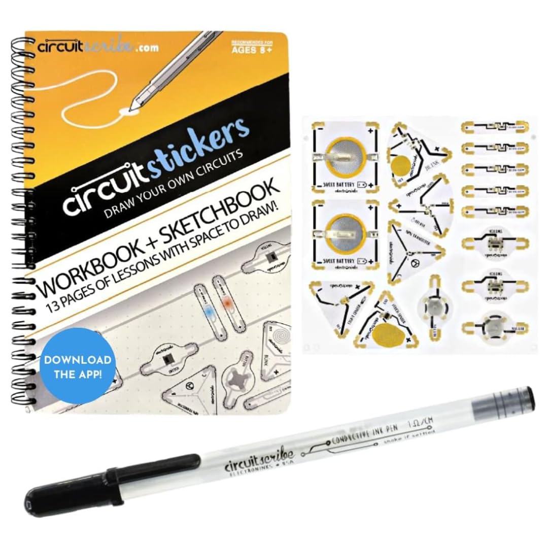 Circuit Scribe Sticker Kit – Conductive Ink Pen + 11 Sticker Modules for STEM Learning (Ages 8+)