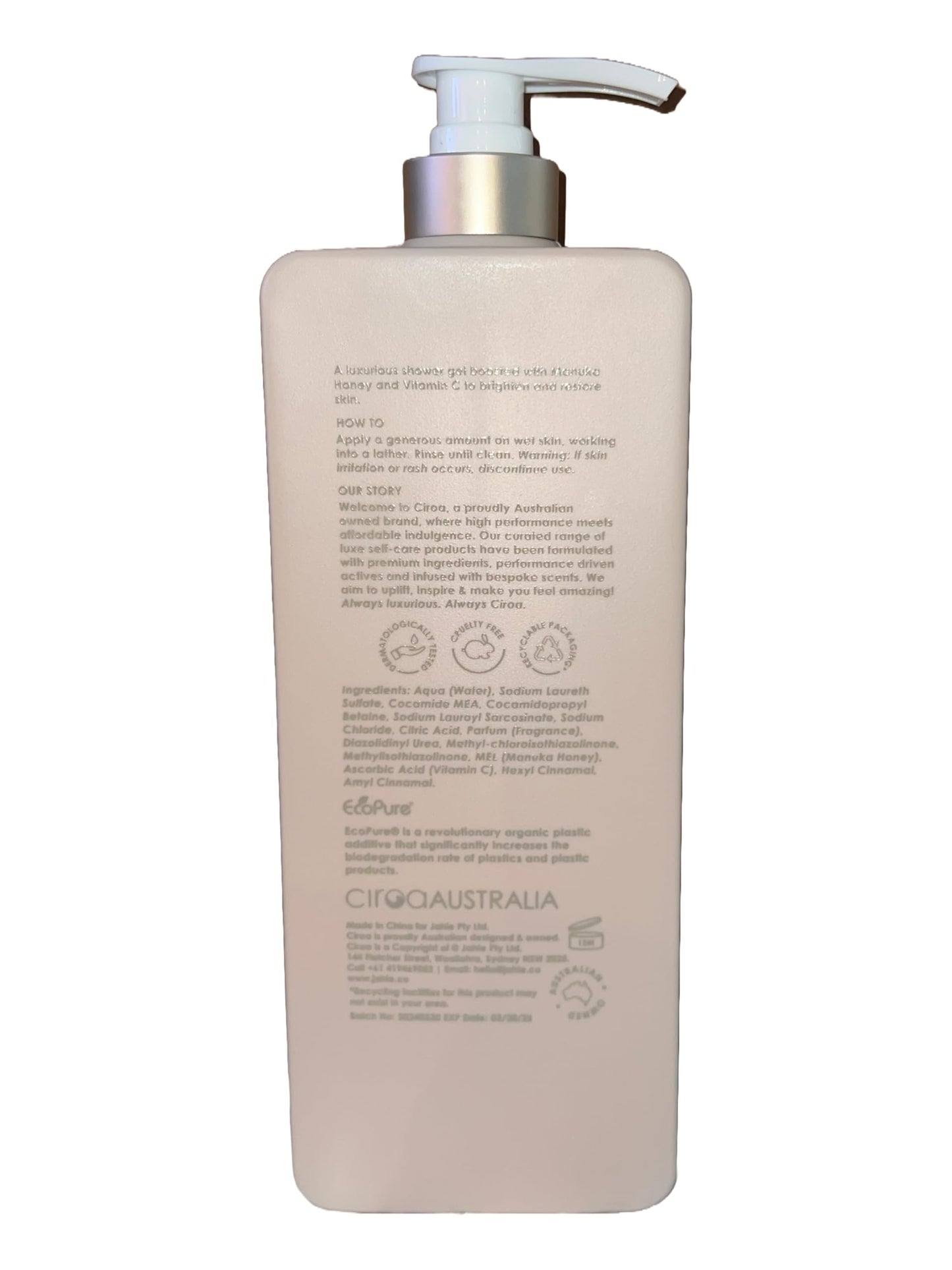 Ciroa Manuka Honey & Vitamin C Shower Gel Glow – 33.8 Fl Oz