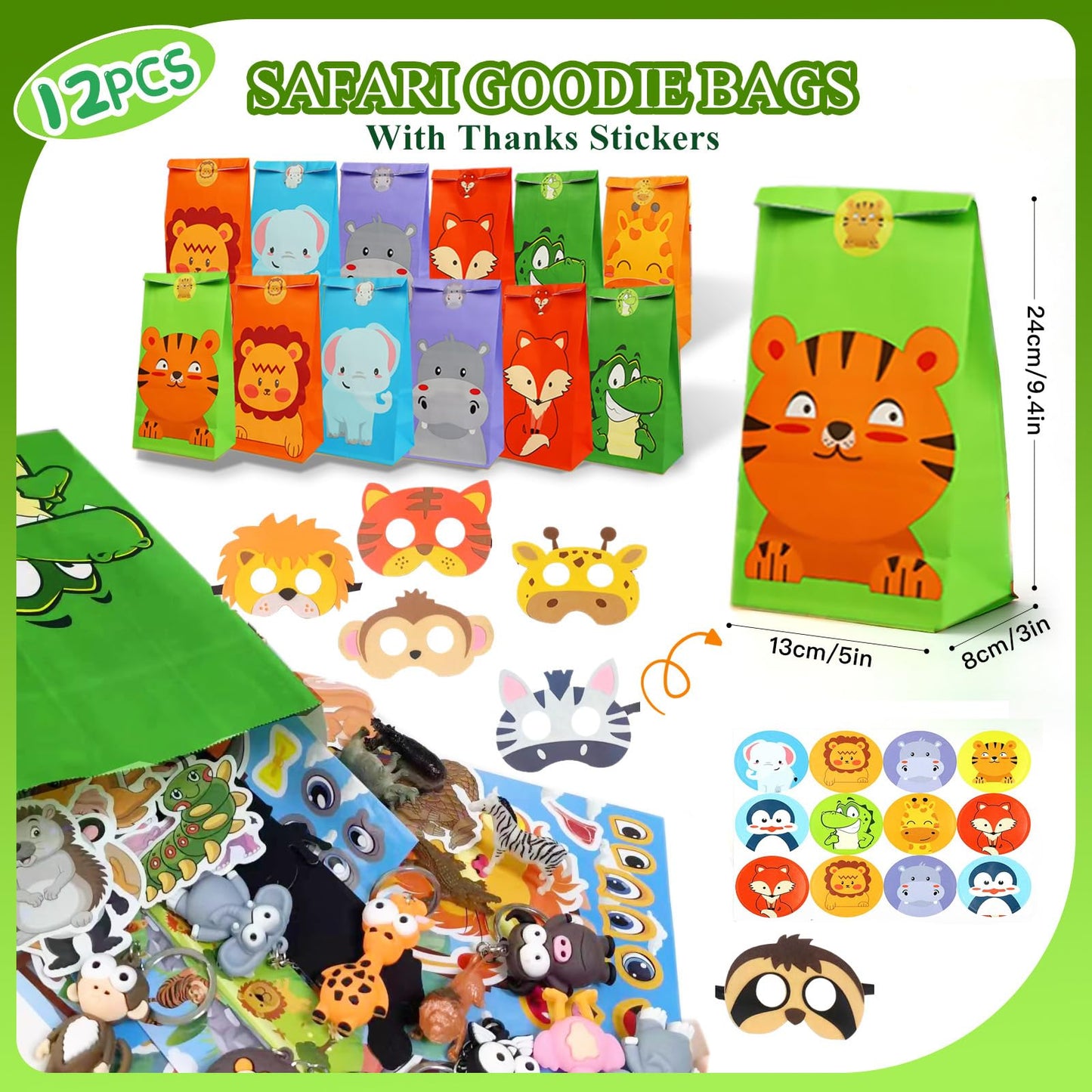 CIRDOTSH 158 Pcs Safari Party Favors for Kids — Jungle Birthday Supplies & Goody Bags