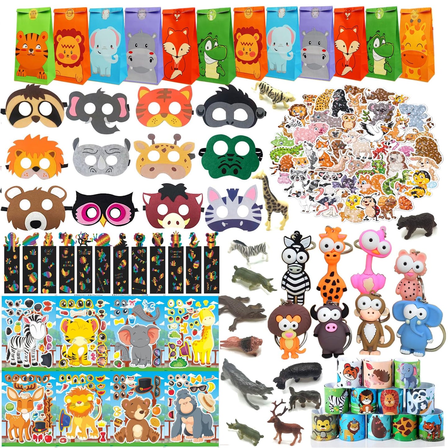 CIRDOTSH 158 Pcs Safari Party Favors for Kids — Jungle Birthday Supplies & Goody Bags