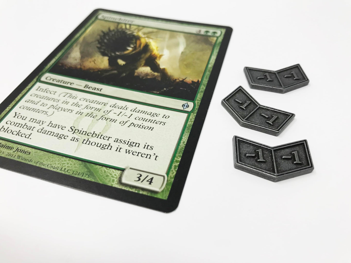 Citadel Black MTG Buff Counters: 20 Metal Tokens with Velvet Pouch – Antique Silver Finish